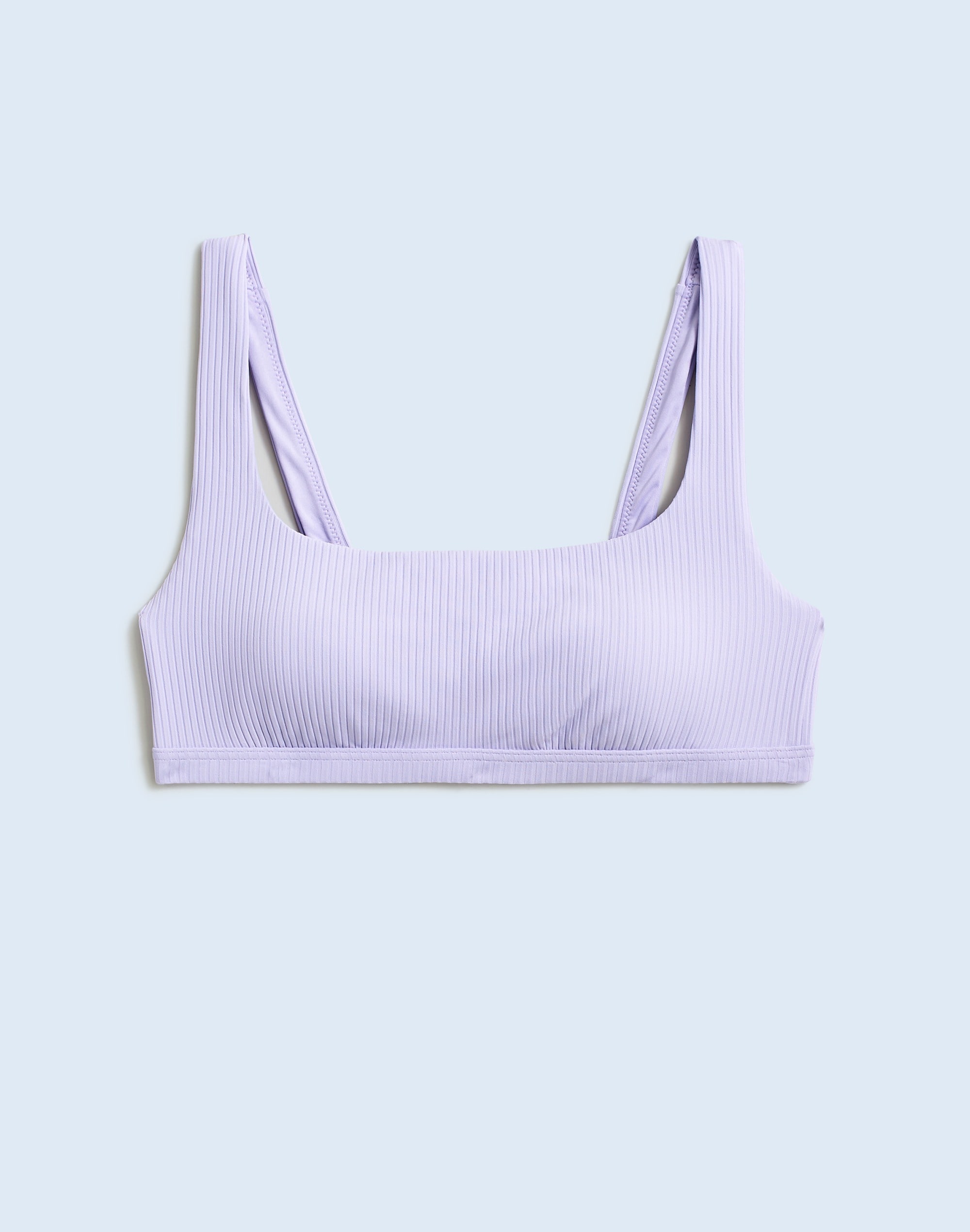 Ribbed Square-Neck Bikini Top