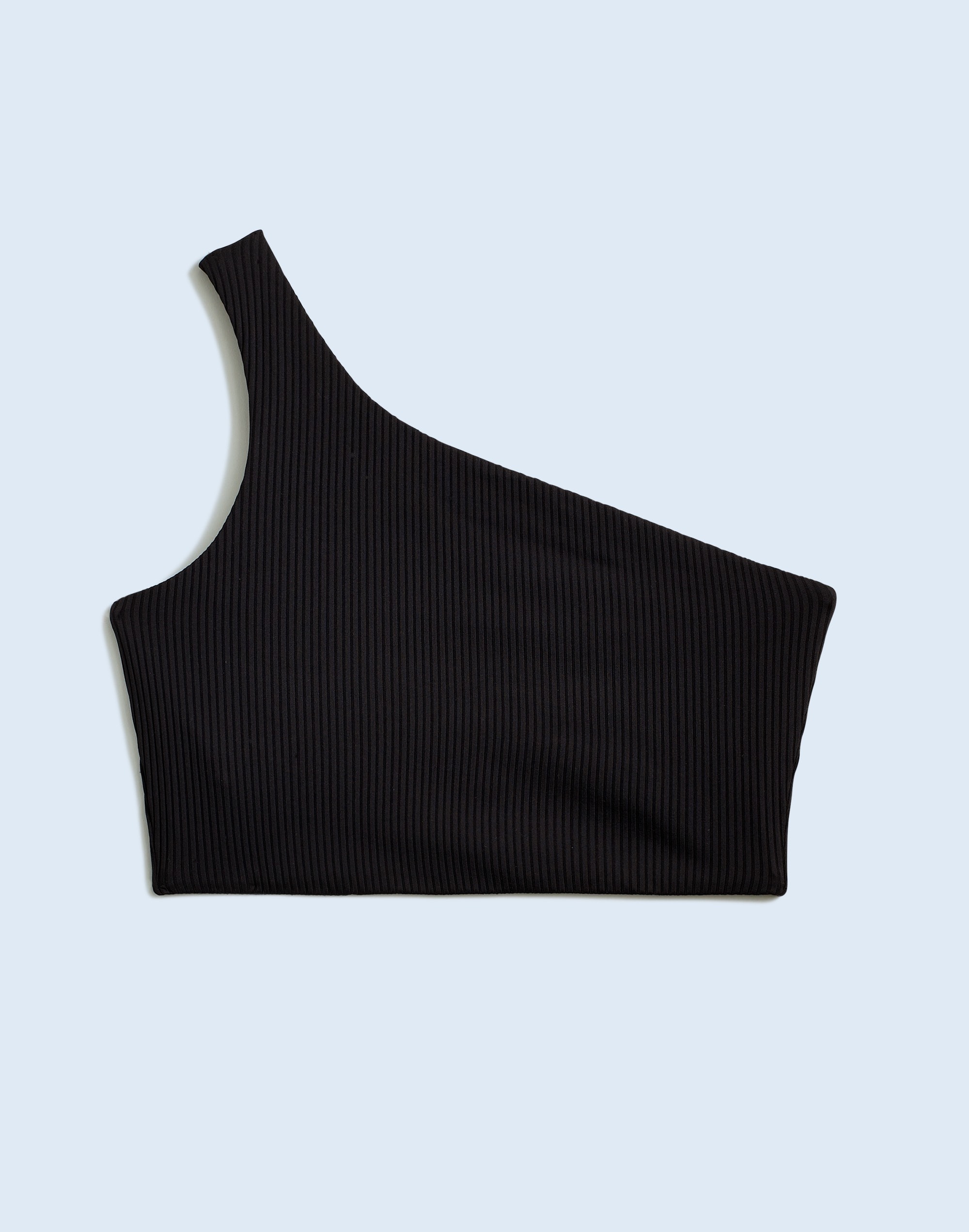 Ribbed One-Shoulder Longline Bikini Top