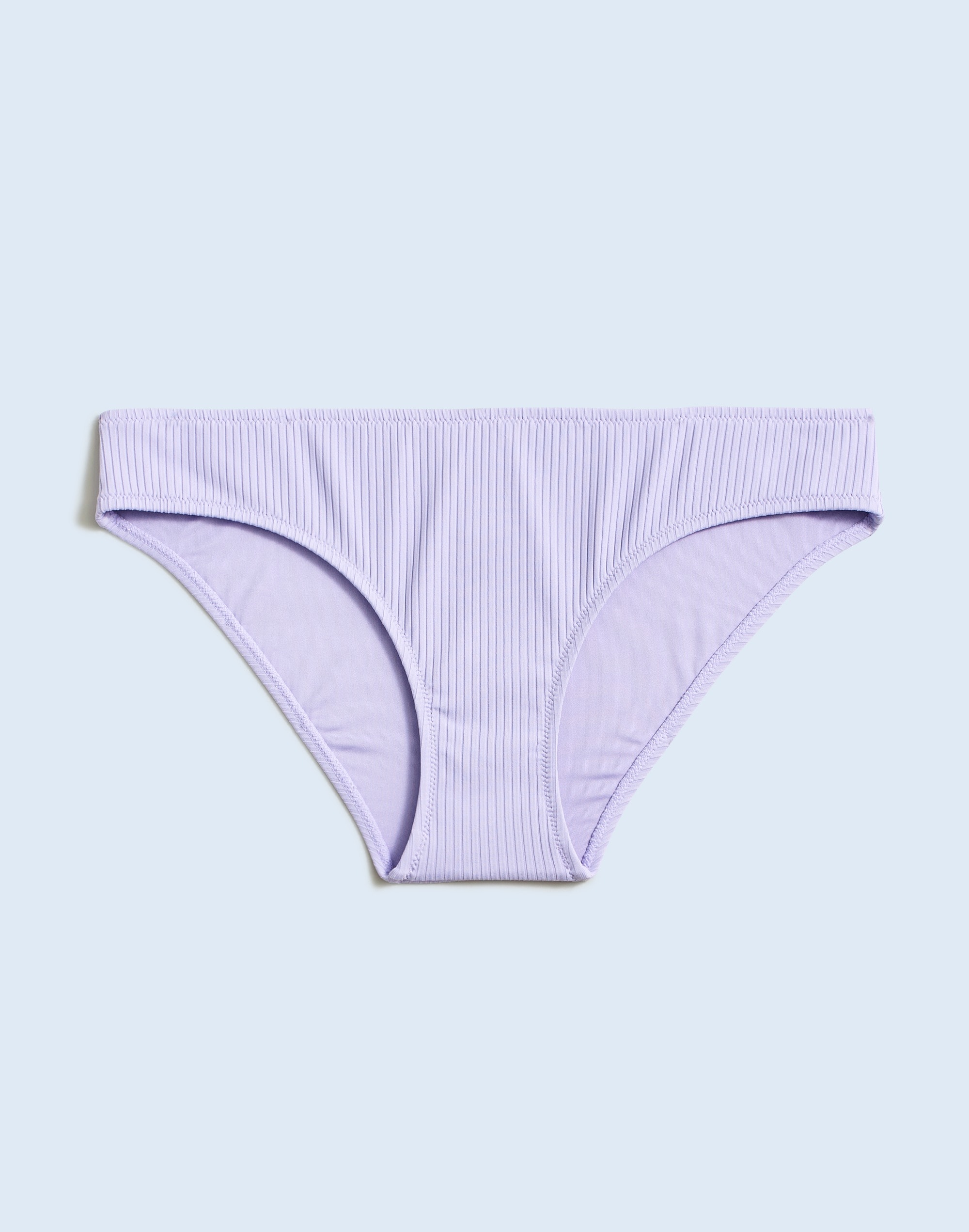 Mw Ribbed Mid-rise Bikini Bottom In Subtle Lavender