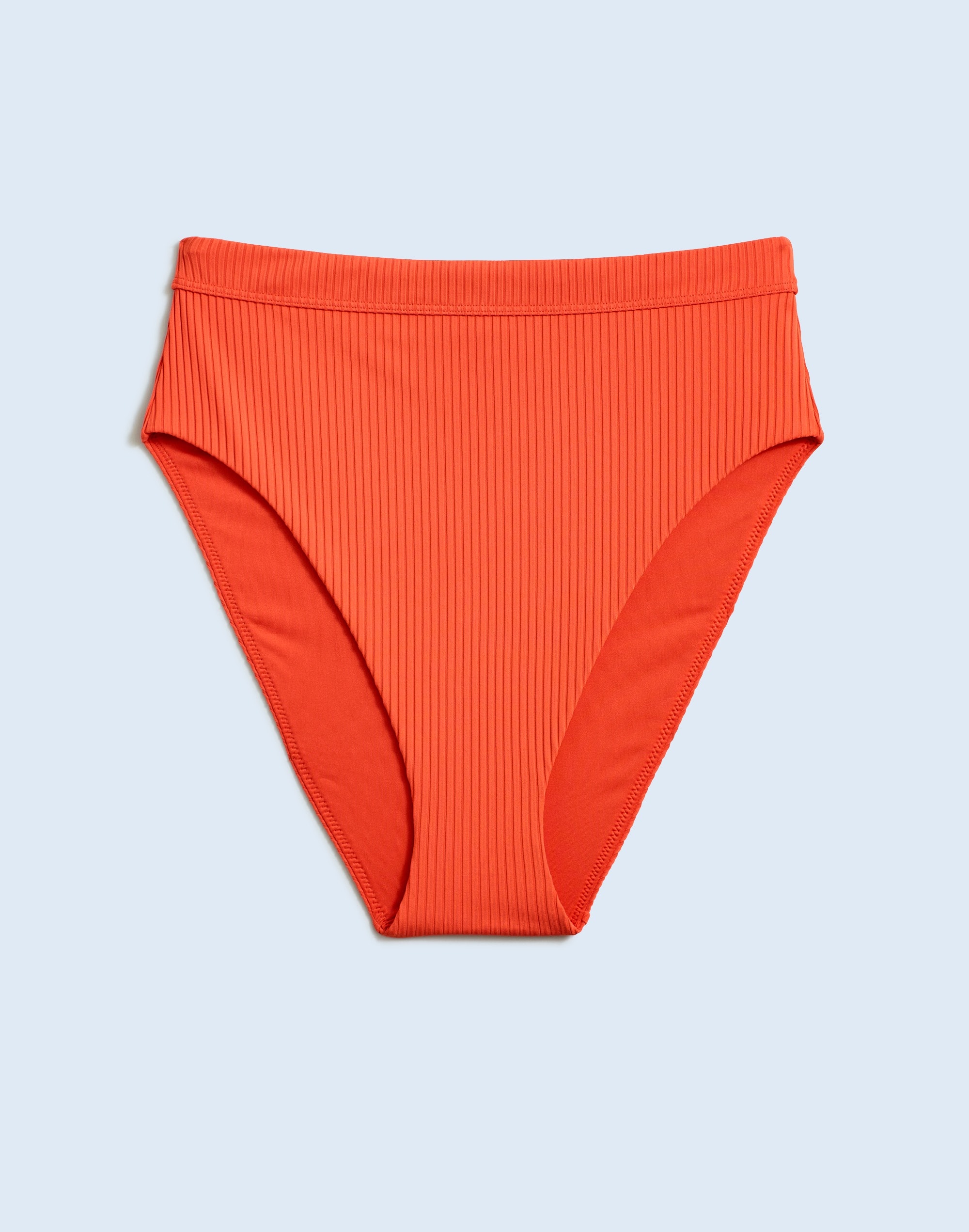 Mw Ribbed High-rise Bikini Bottom In Coastal Orange