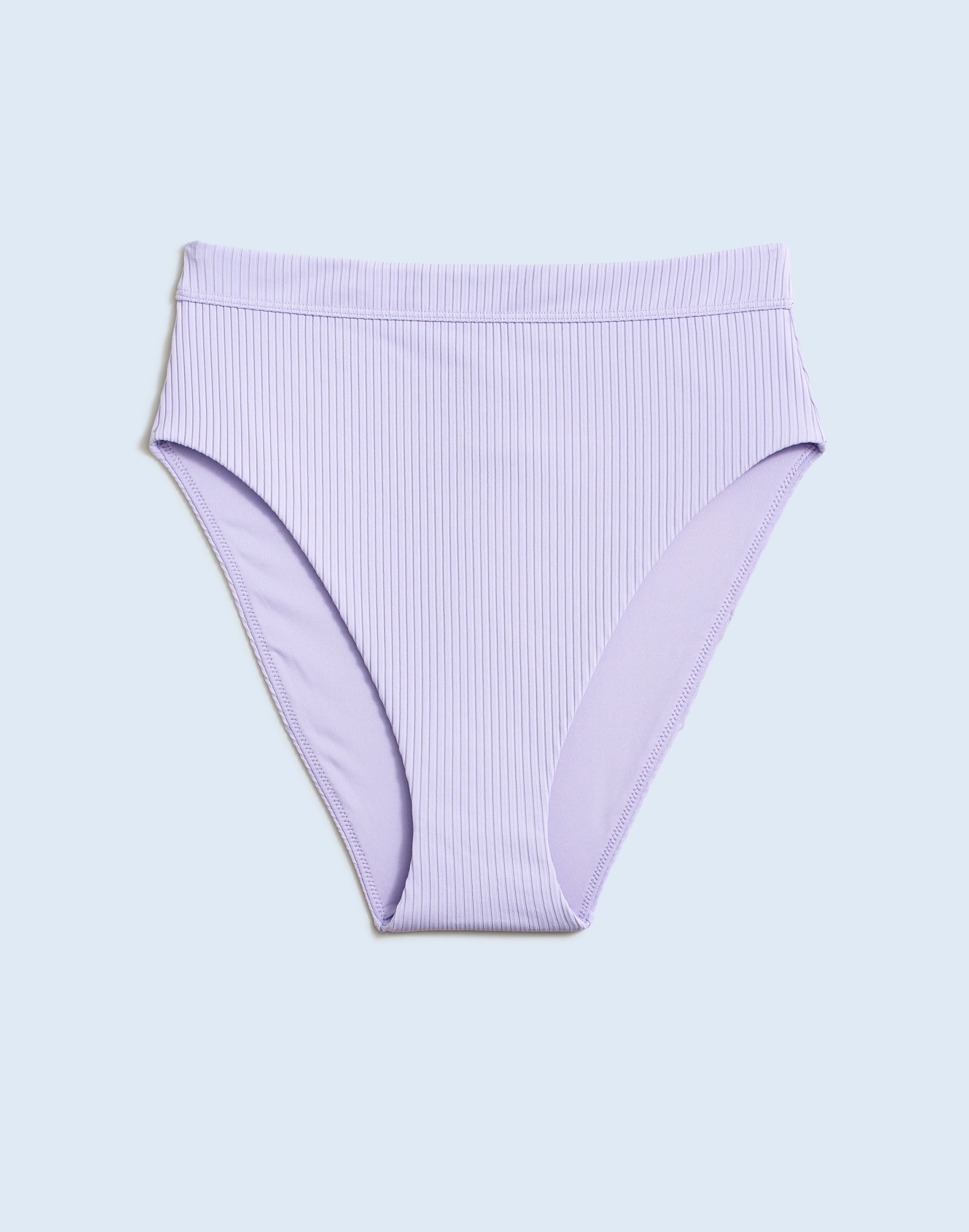 Mw Ribbed High-rise Bikini Bottom In Subtle Lavender