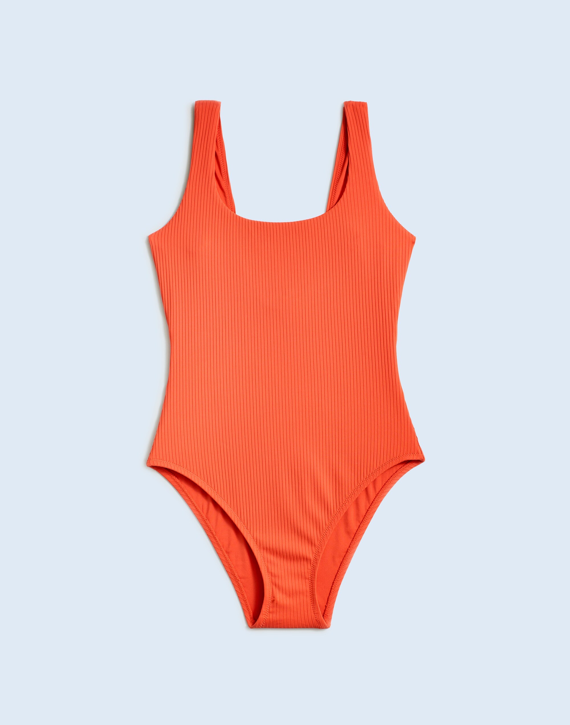 Ribbed Scoop-Neck  One-Piece Swimsuit in coastal orange image 1
