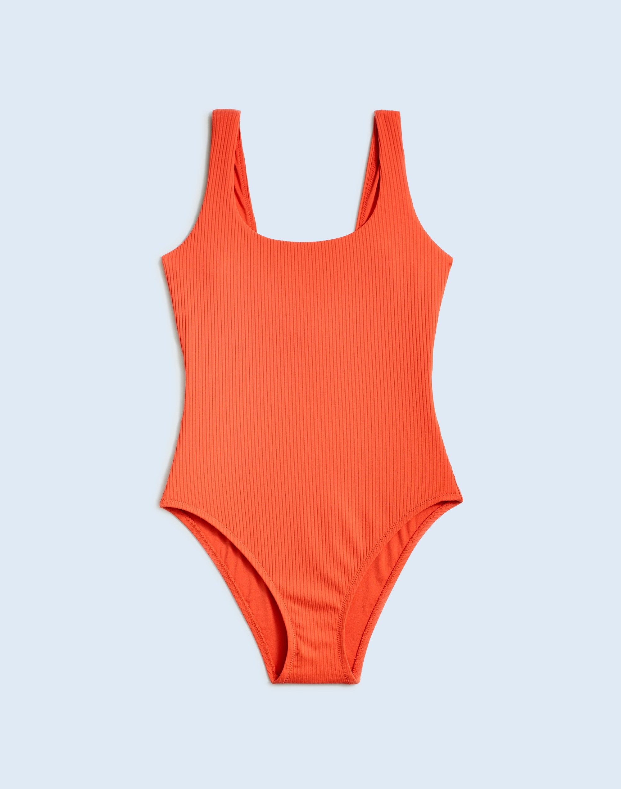 Mw Ribbed Scoop-neck  One-piece Swimsuit In Coastal Orange