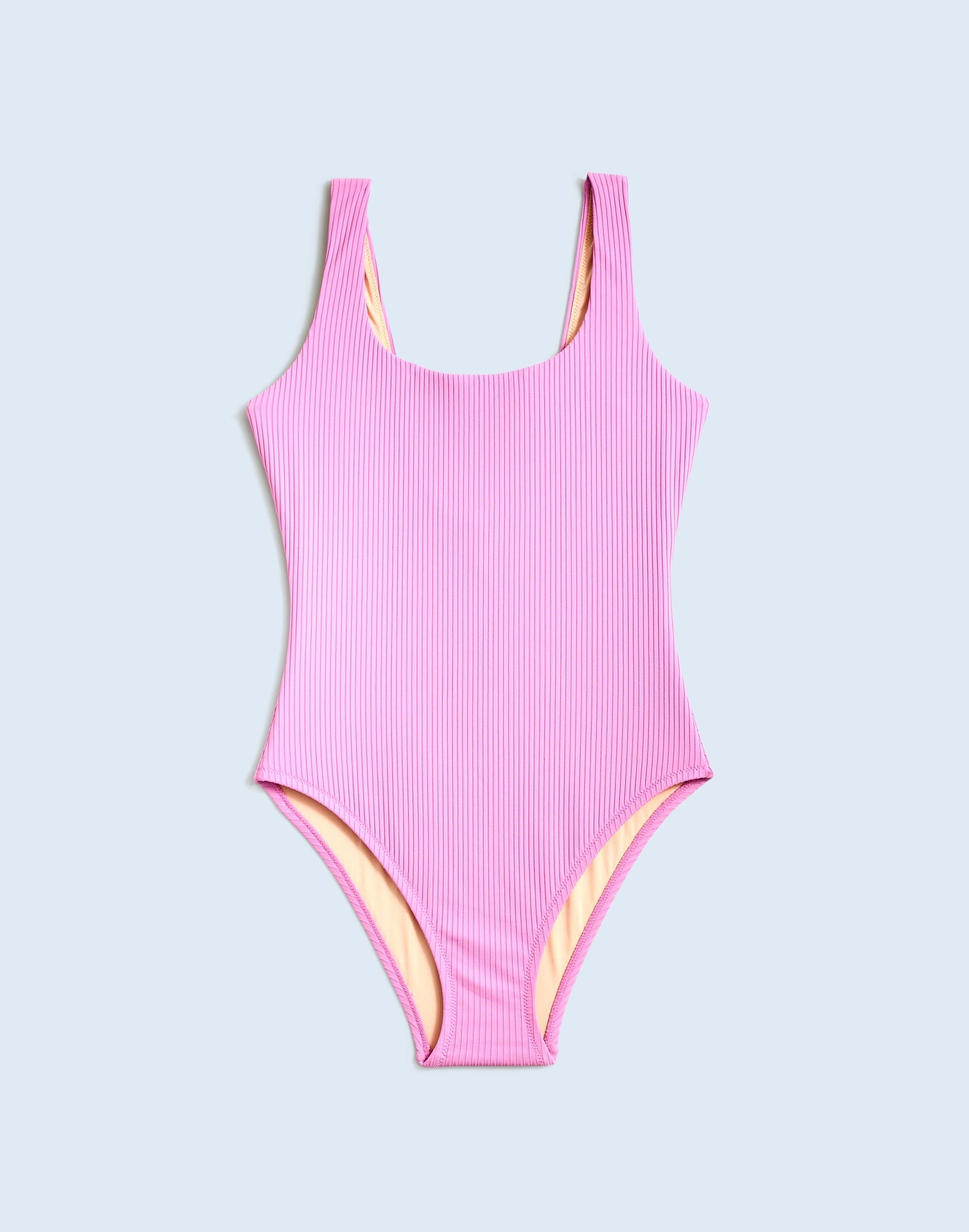 Mw Ribbed Scoop-neck  One-piece Swimsuit In Light Petunia