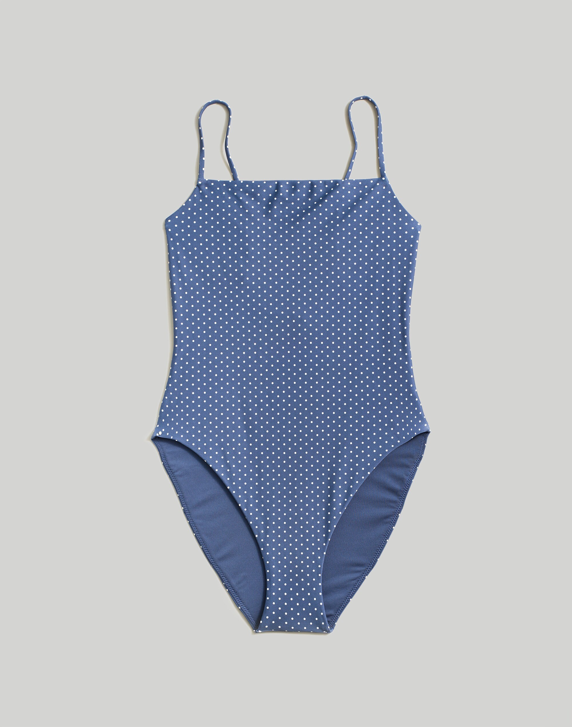 Square-Neck One-Piece Swimsuit in Polka Dot