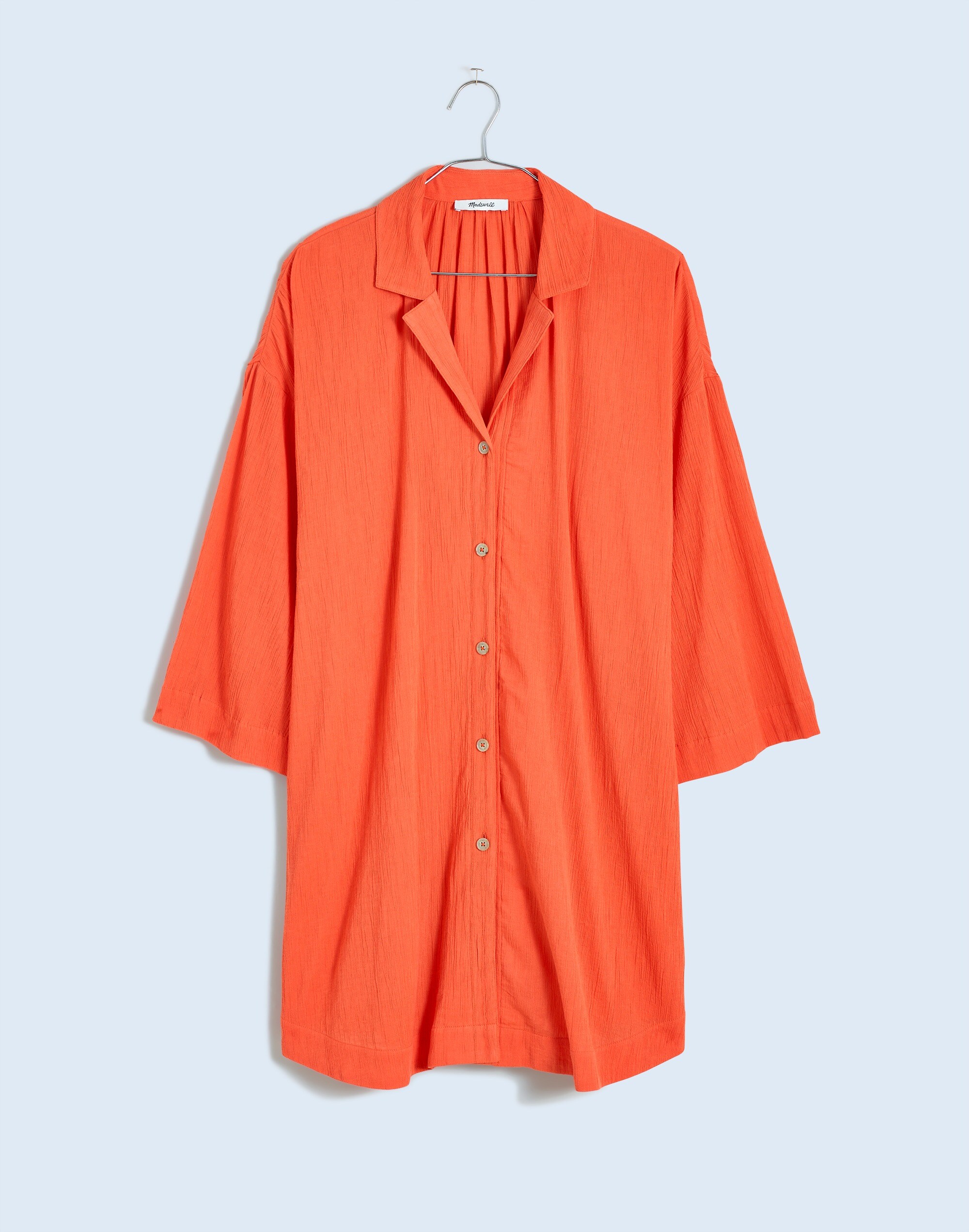 Crinkle Cotton CoverUp Mini Shirtdress Madewell