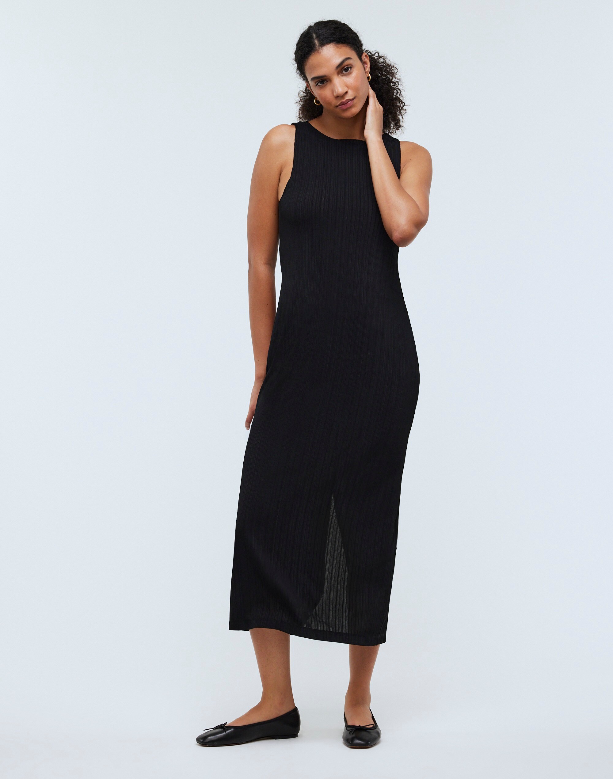Rib-Knit Sleeveless Maxi Dress