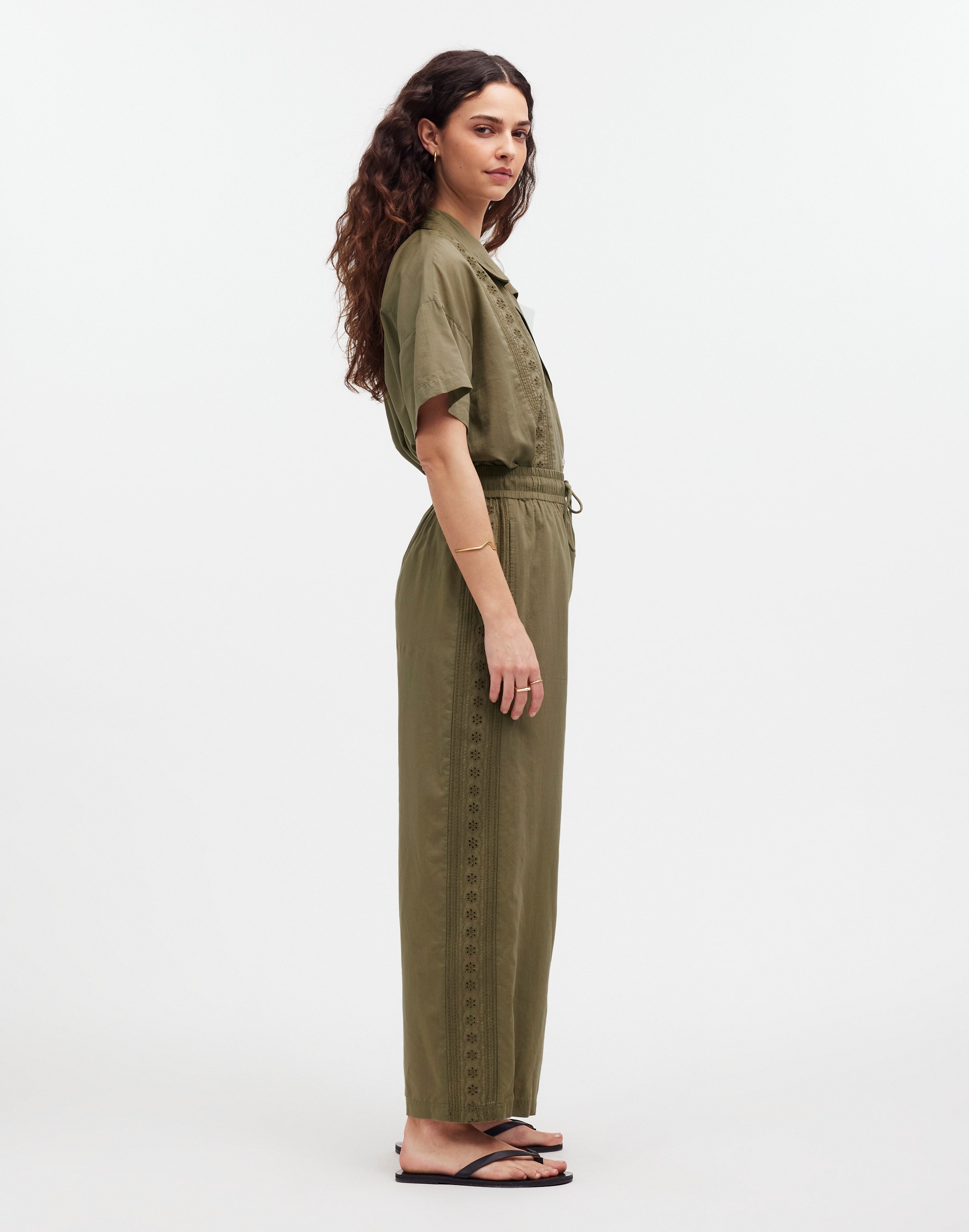 Embroidered Wide-Leg Cover-Up Pants
