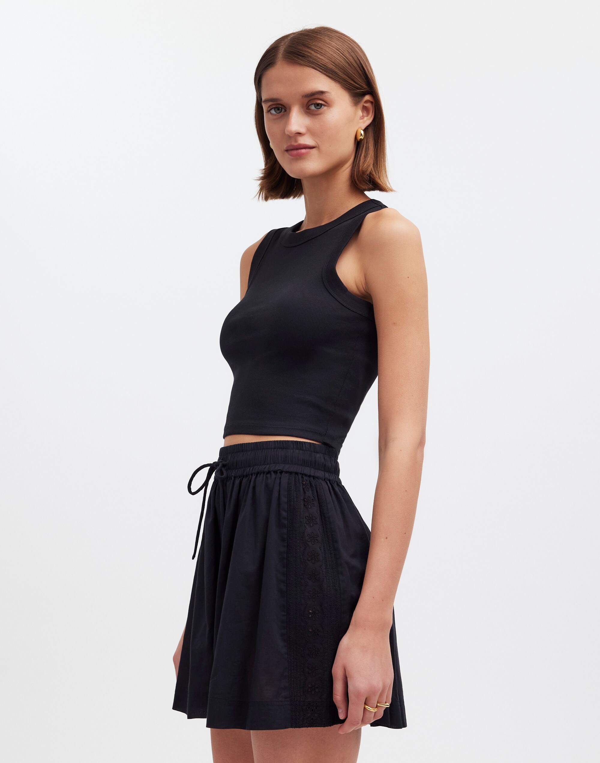 Embroidered Pull-On Cover-Up Shorts