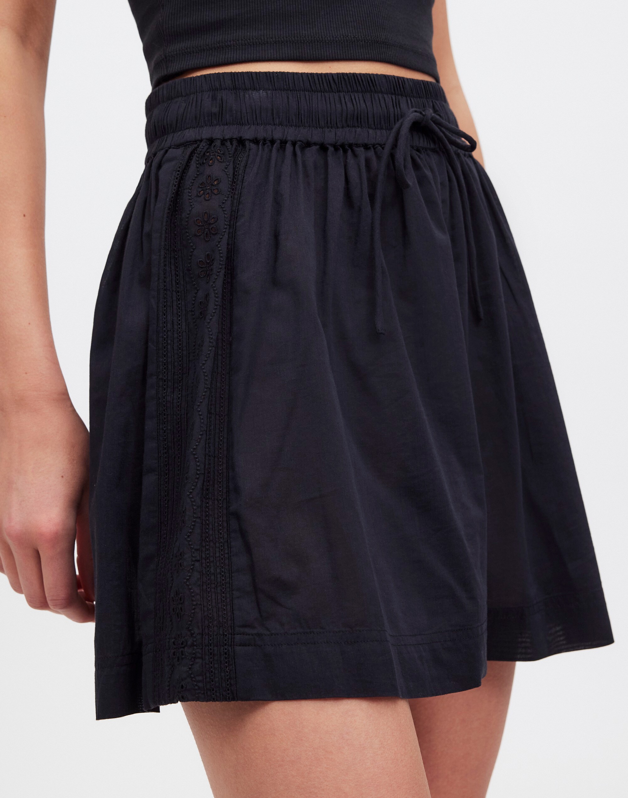 Embroidered Pull-On Cover-Up Shorts