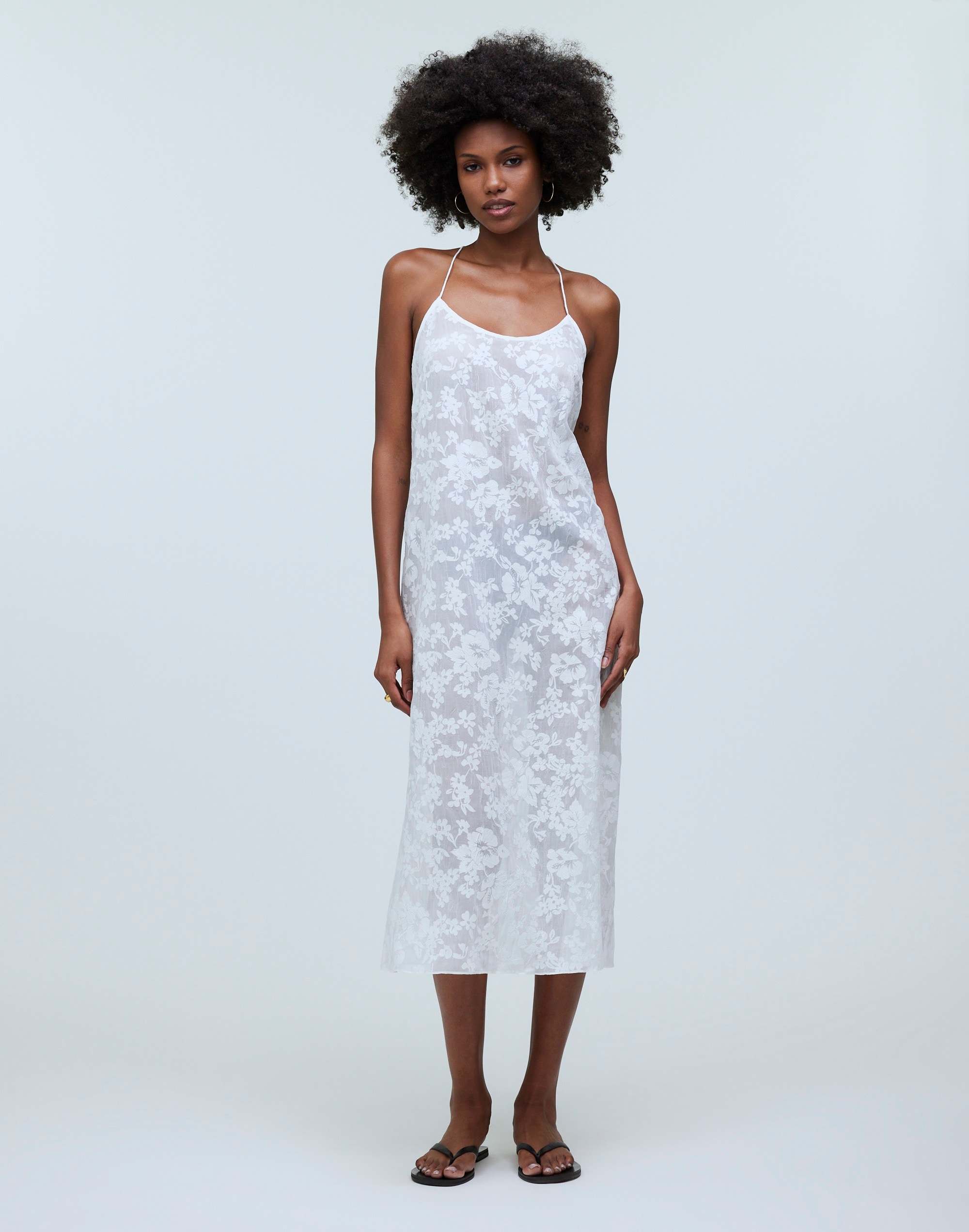 Mw Floral Halter Cover-up Midi Dress In Lighthouse