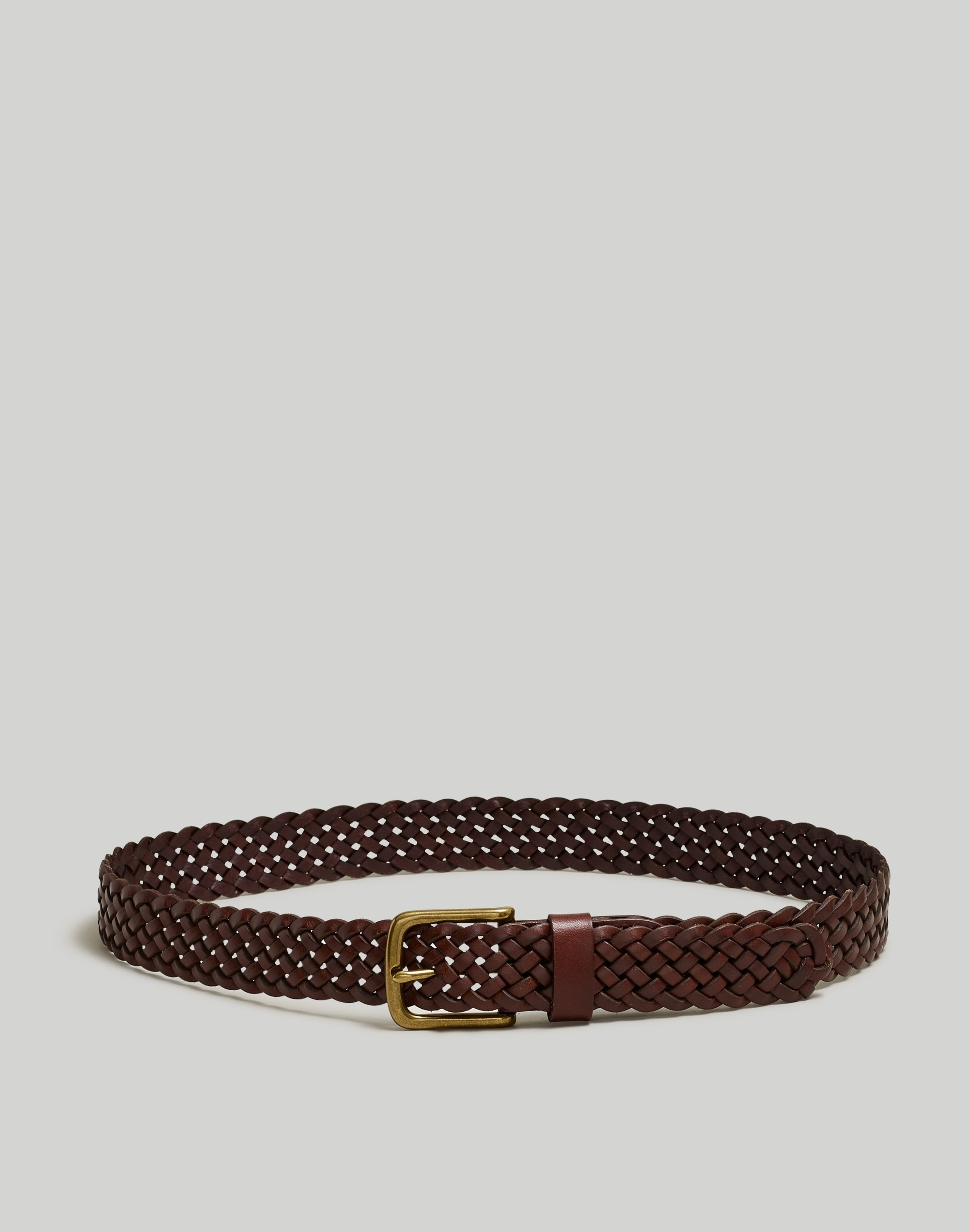 Mw Woven Leather Belt In Rich Brown