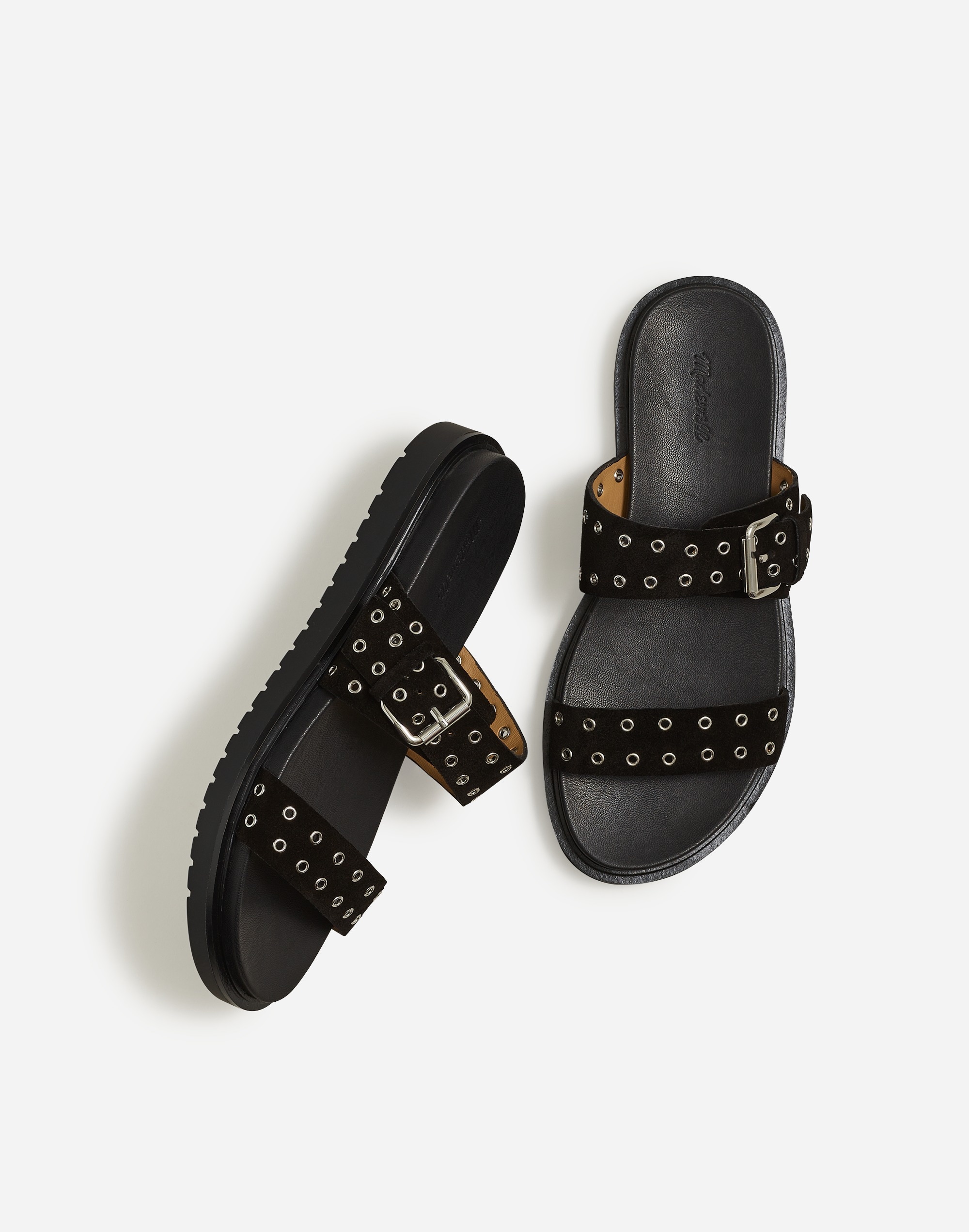 Mw The Dee Double-strap Slide Sandal In True Black