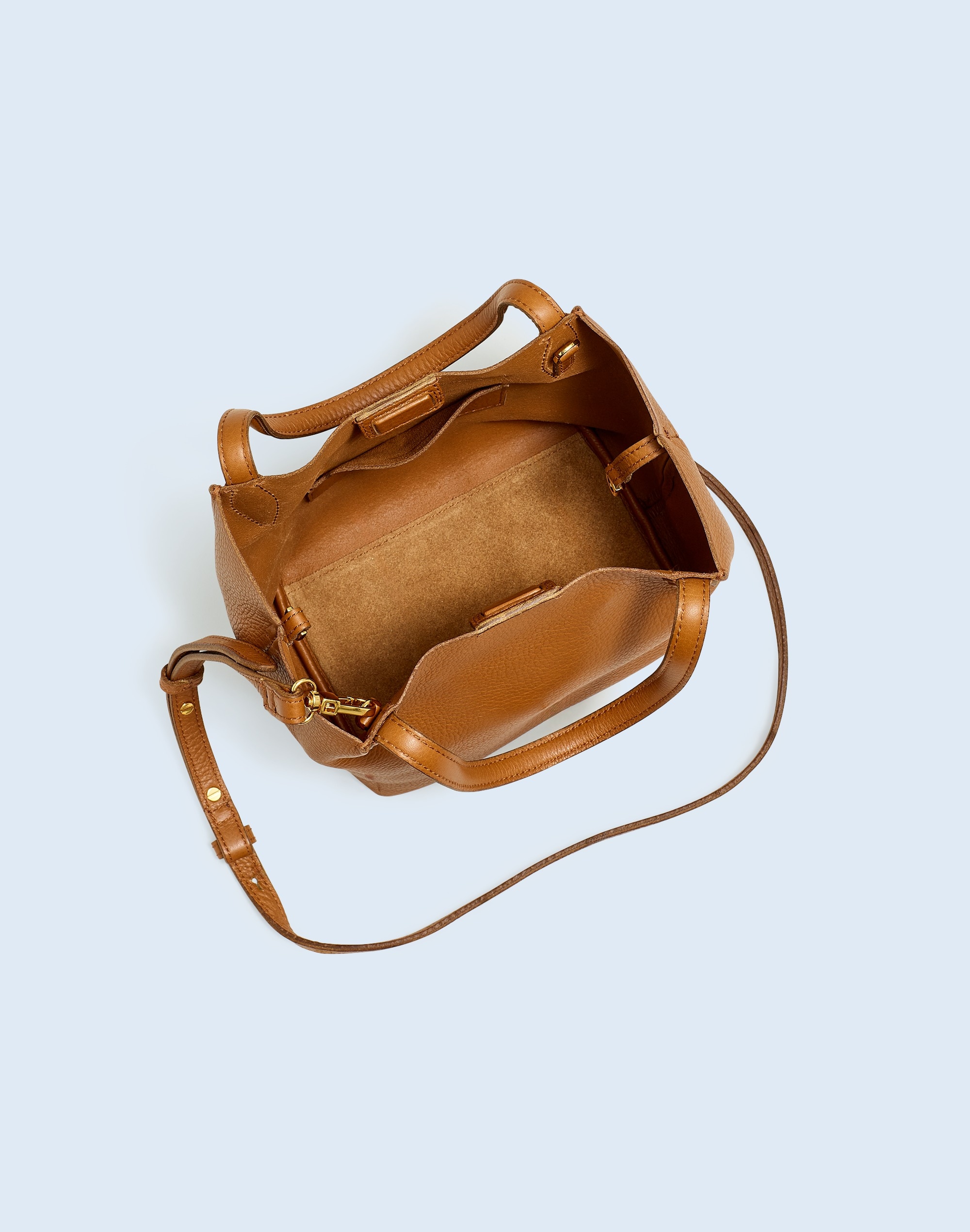 The Mini Shopper Tote in Soft Grain Pebbled Leather in sepia image 2