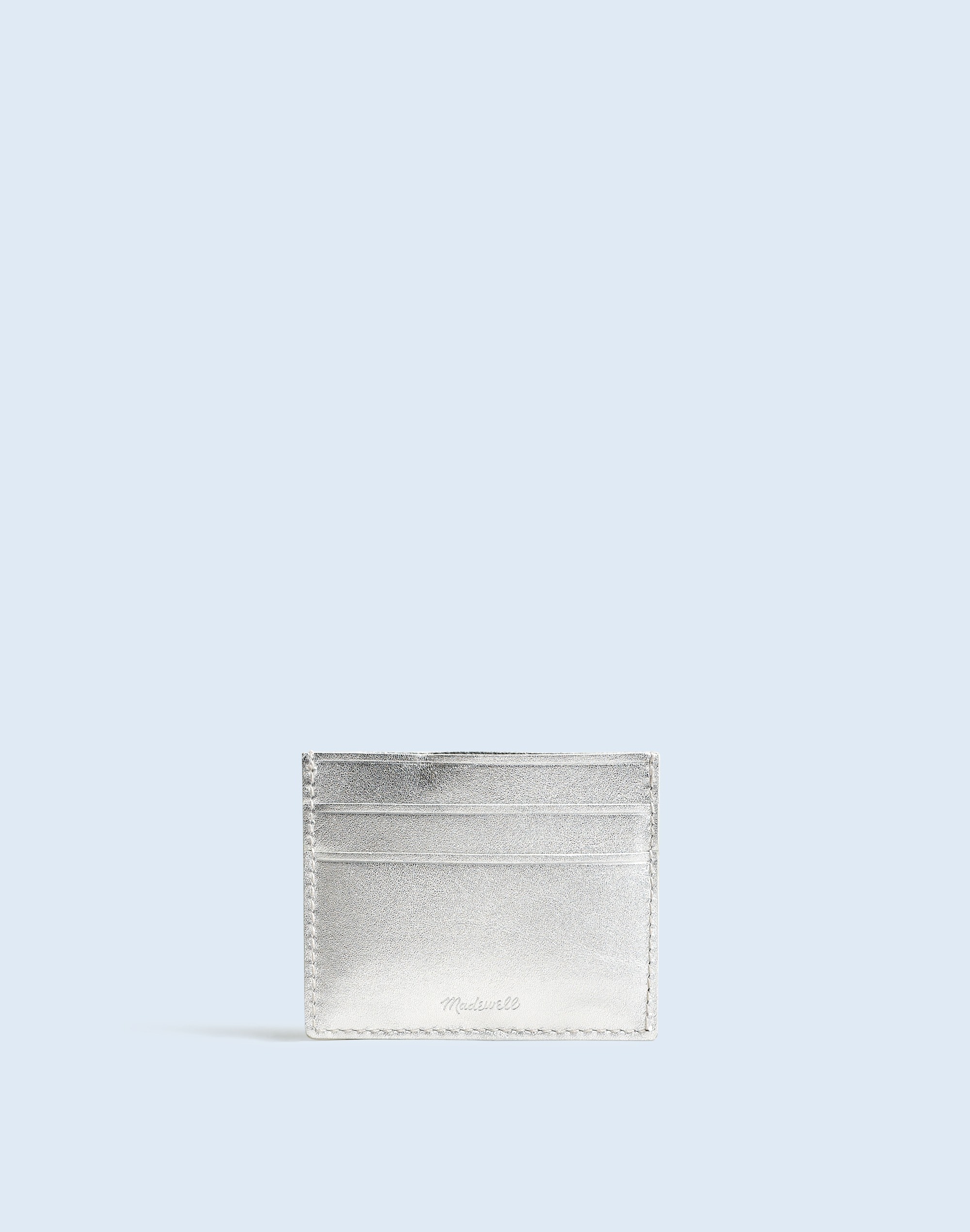 Mw The Leather Card Case: Metallic Edition In Silver
