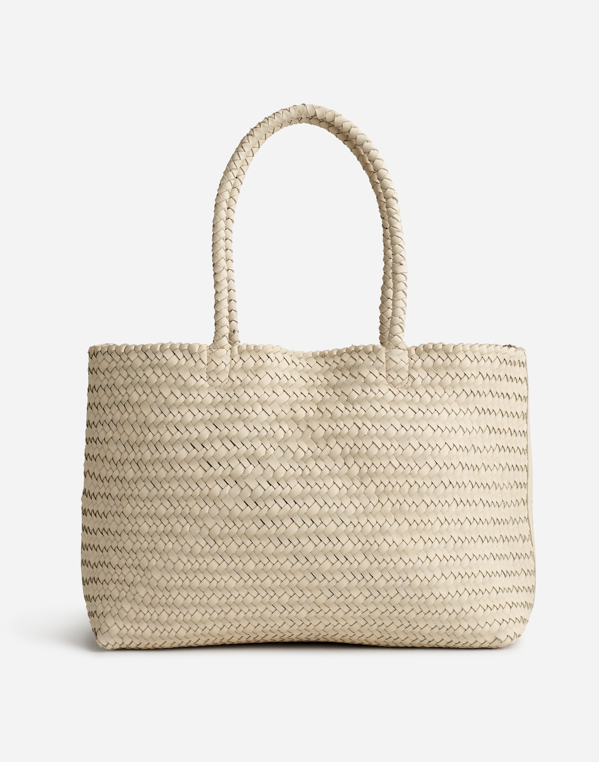 Mw Handwoven Leather Tote In Neutral