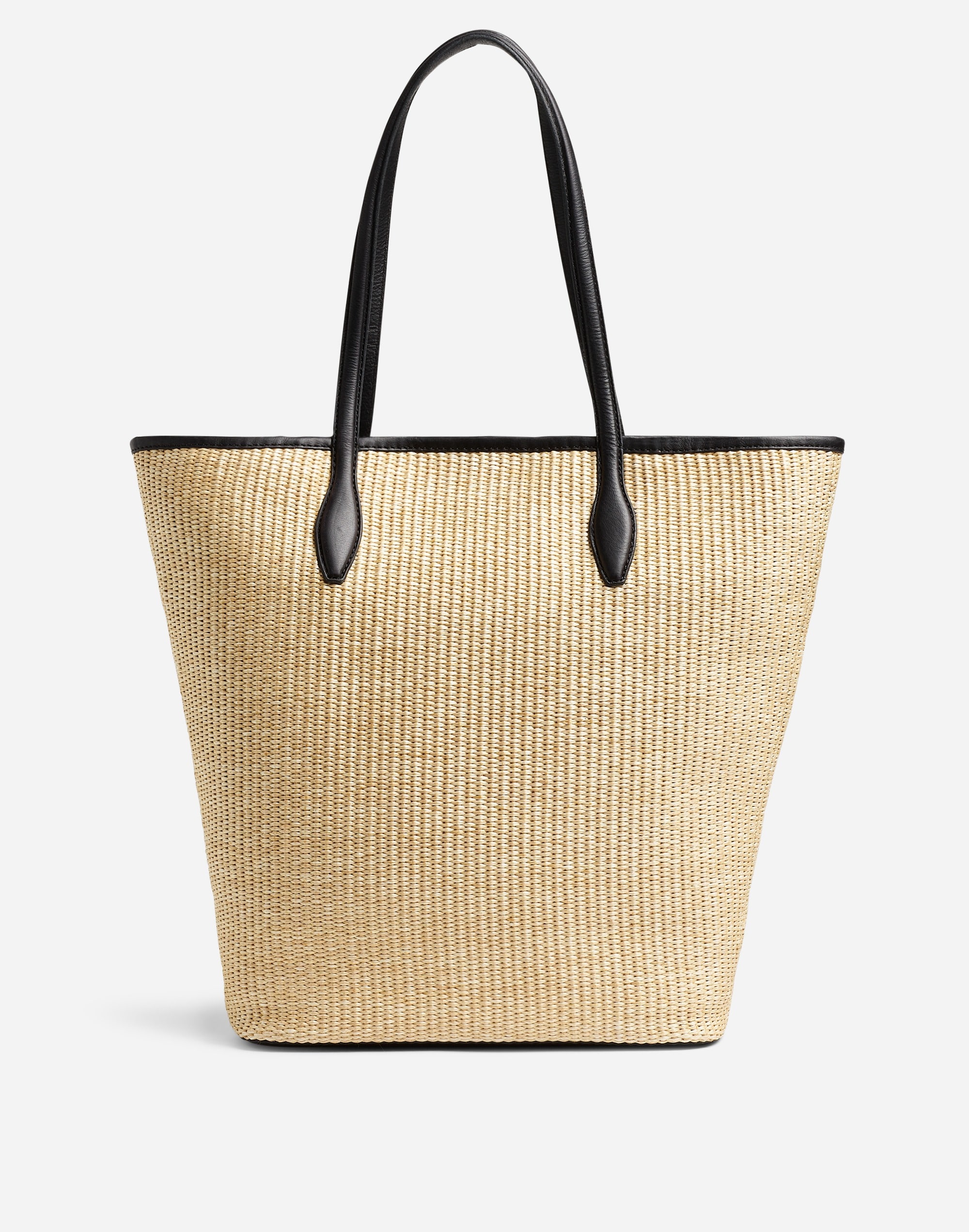 the leather-trimmed straw tote