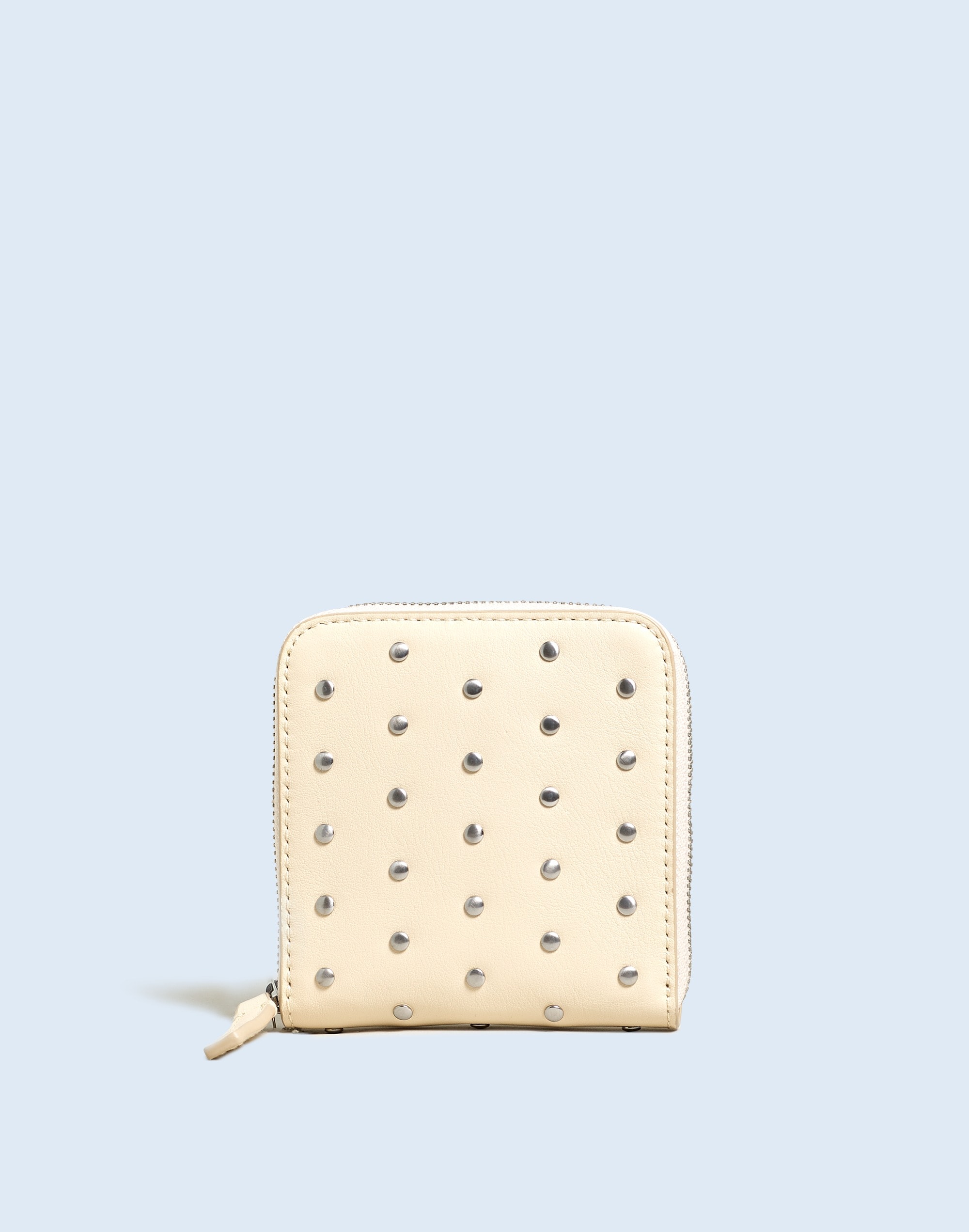 the essential large zip wallet in studded leather