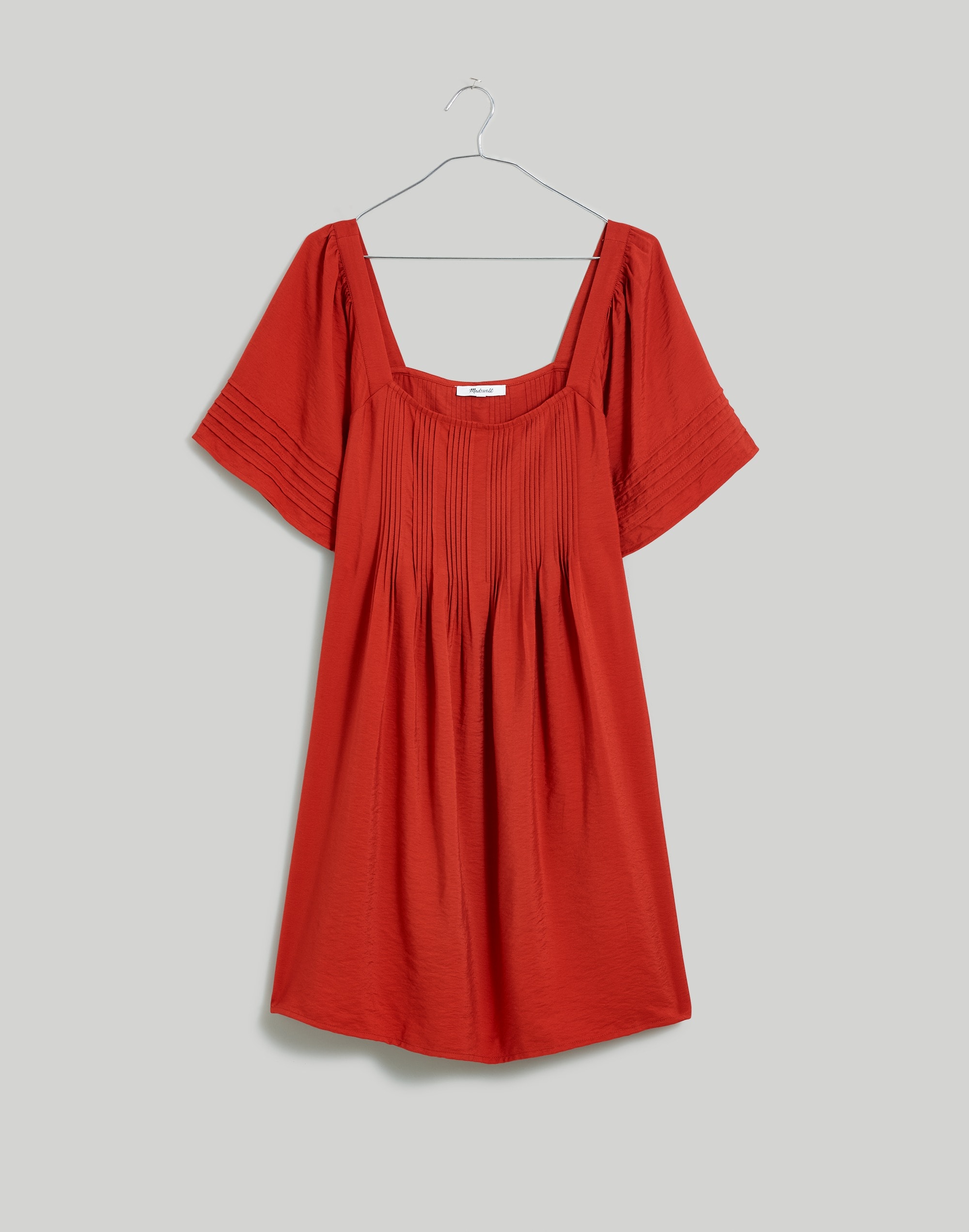 plus square-neck pleated mini dress