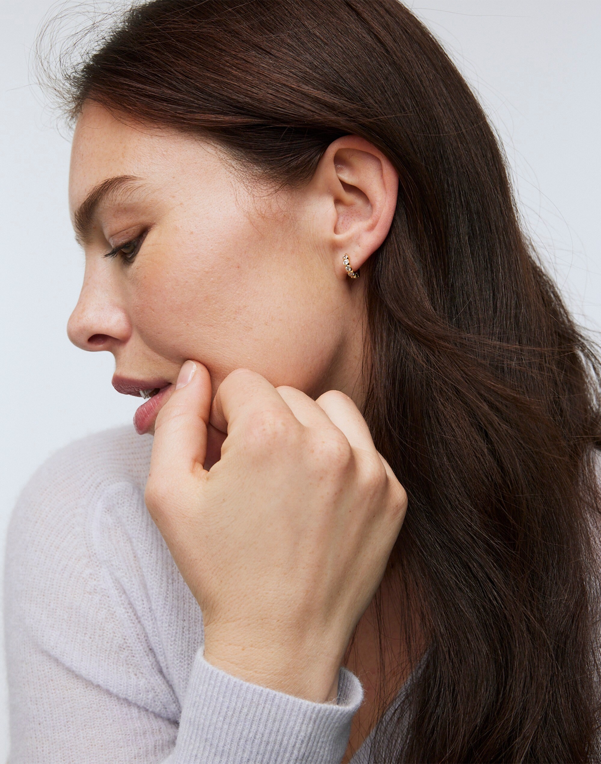 The Tennis Collection Bezel Set Crystal Huggie Hoop Earrings