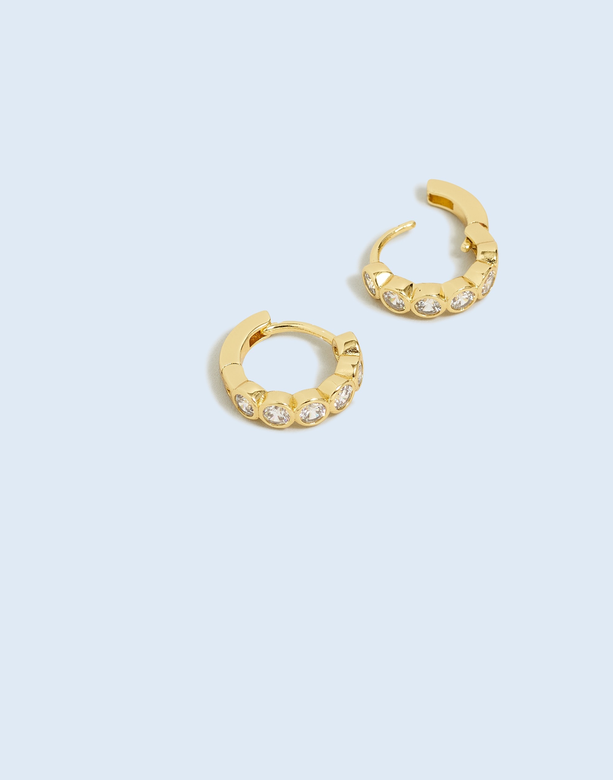 Mw The Tennis Collection Bezel Set Crystal Huggie Hoop Earrings In Gold
