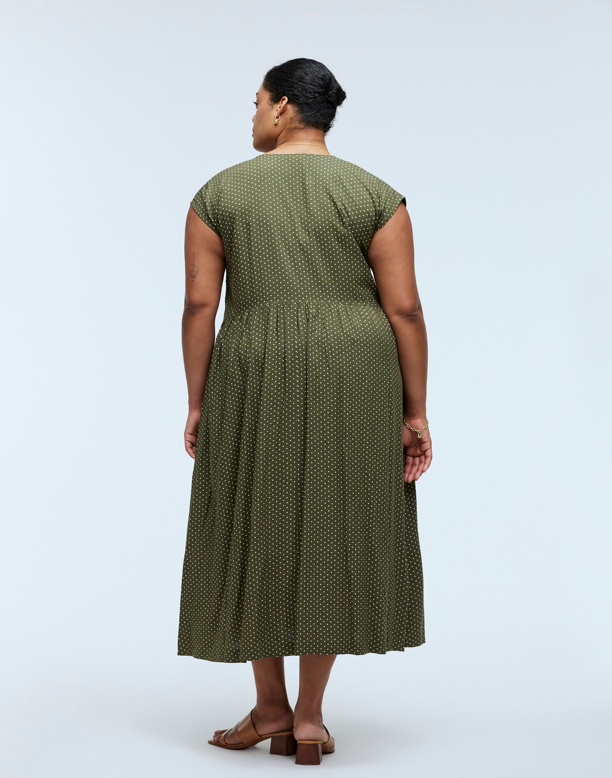 Plus Button-Front Midi Dress