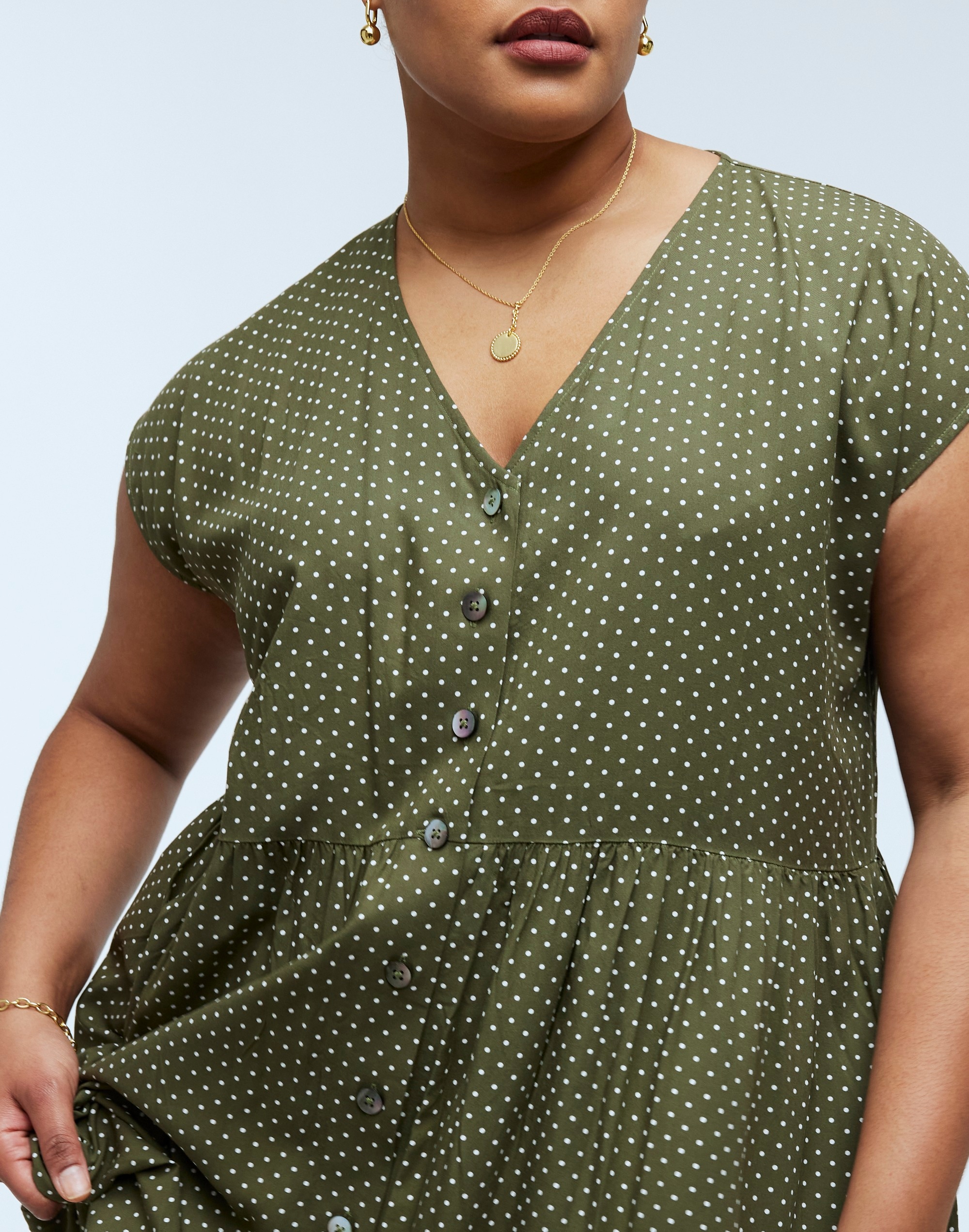 Plus Button-Front Midi Dress