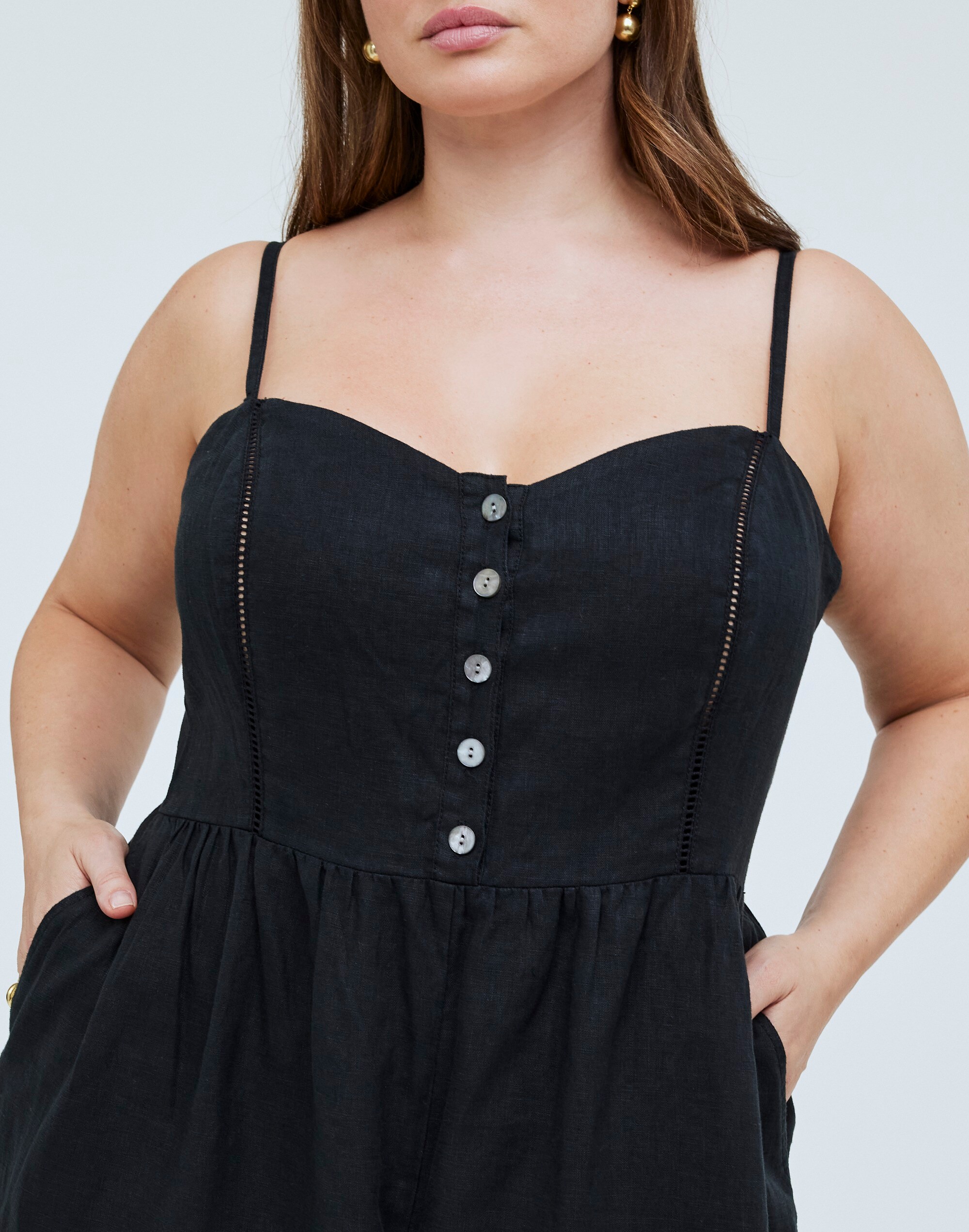 Plus Sleeveless Wide-Leg Jumpsuit in 100% Linen