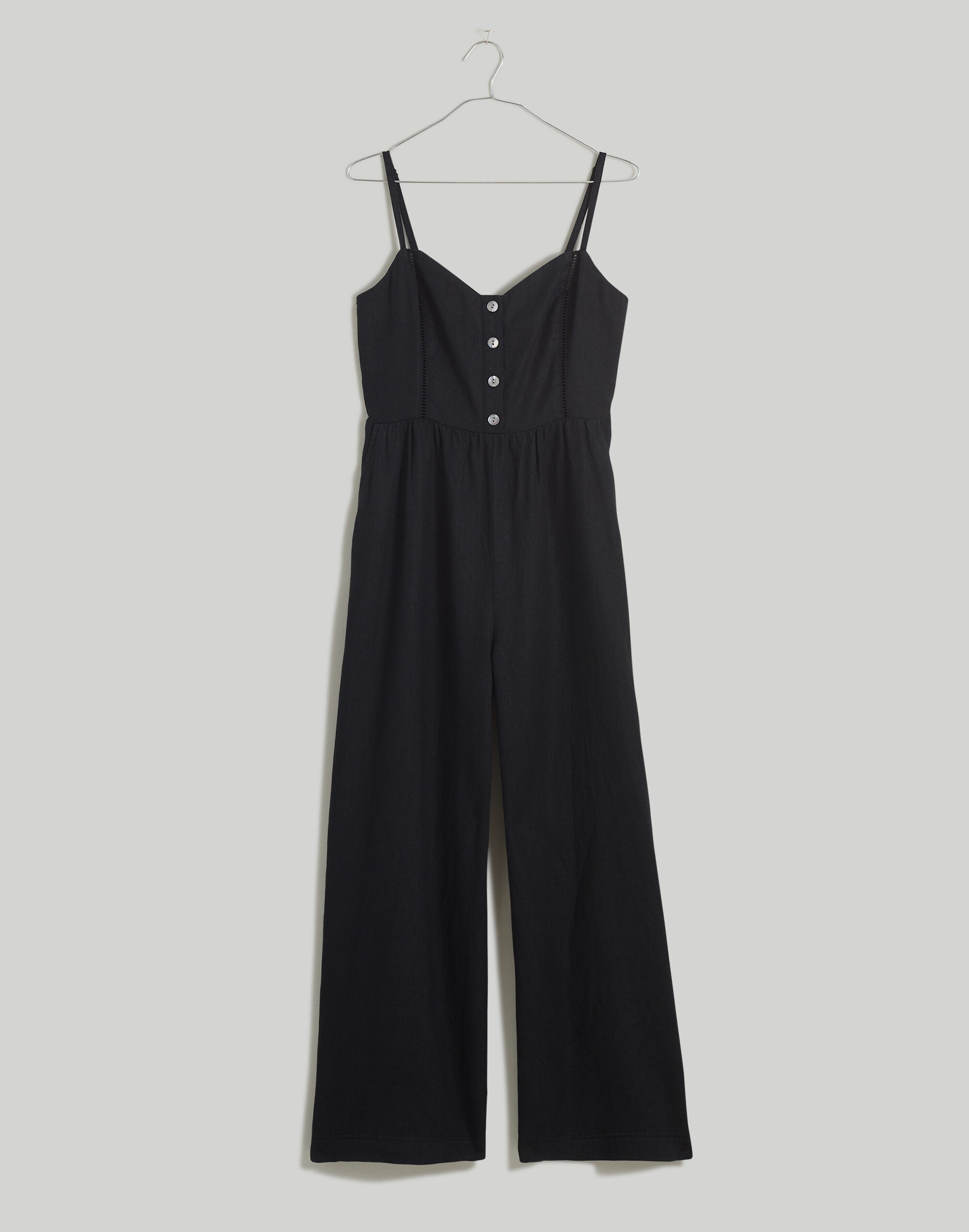 Plus Sleeveless Wide-Leg Jumpsuit in 100% Linen