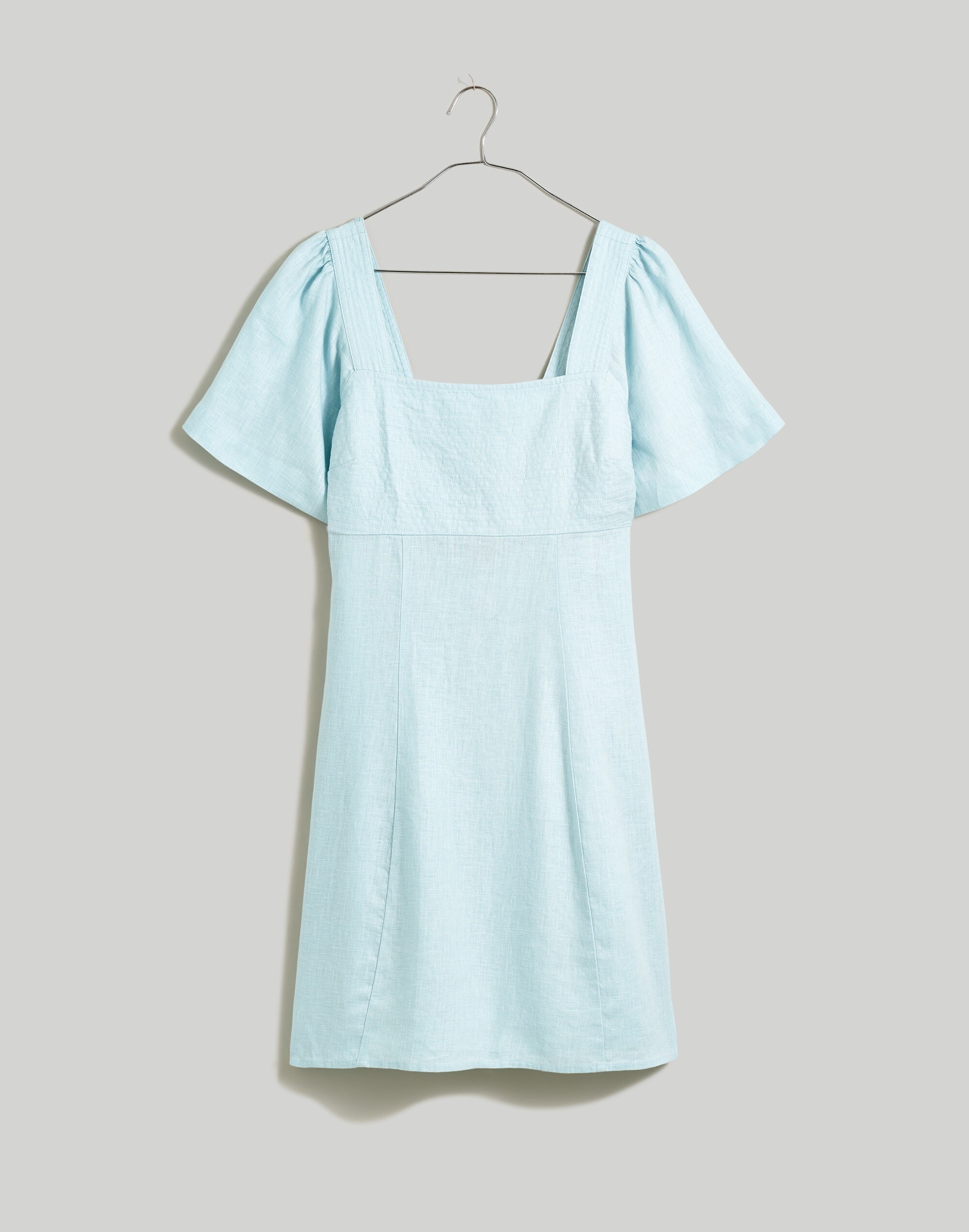 Plus Square-Neck Mini Dress in 100% Linen