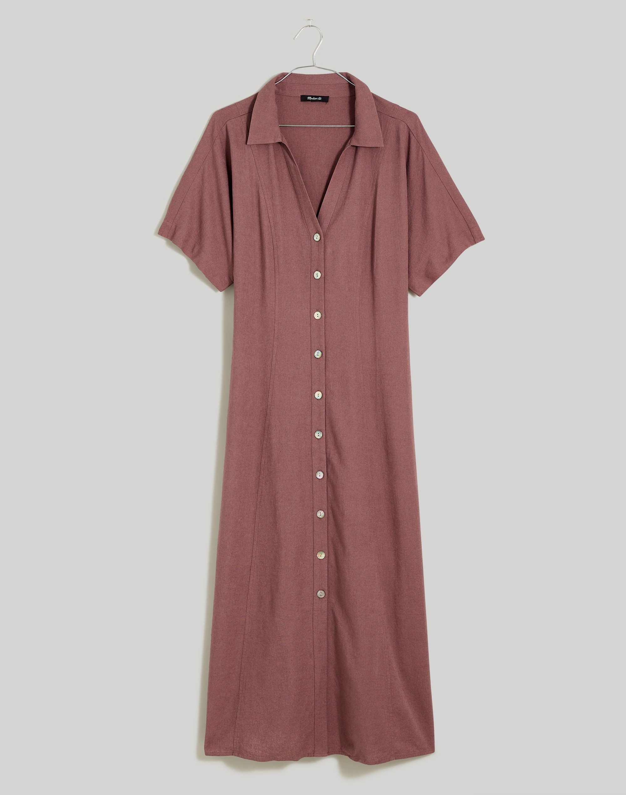Plus Short-Sleeve Button-Front Midi Shirtdress