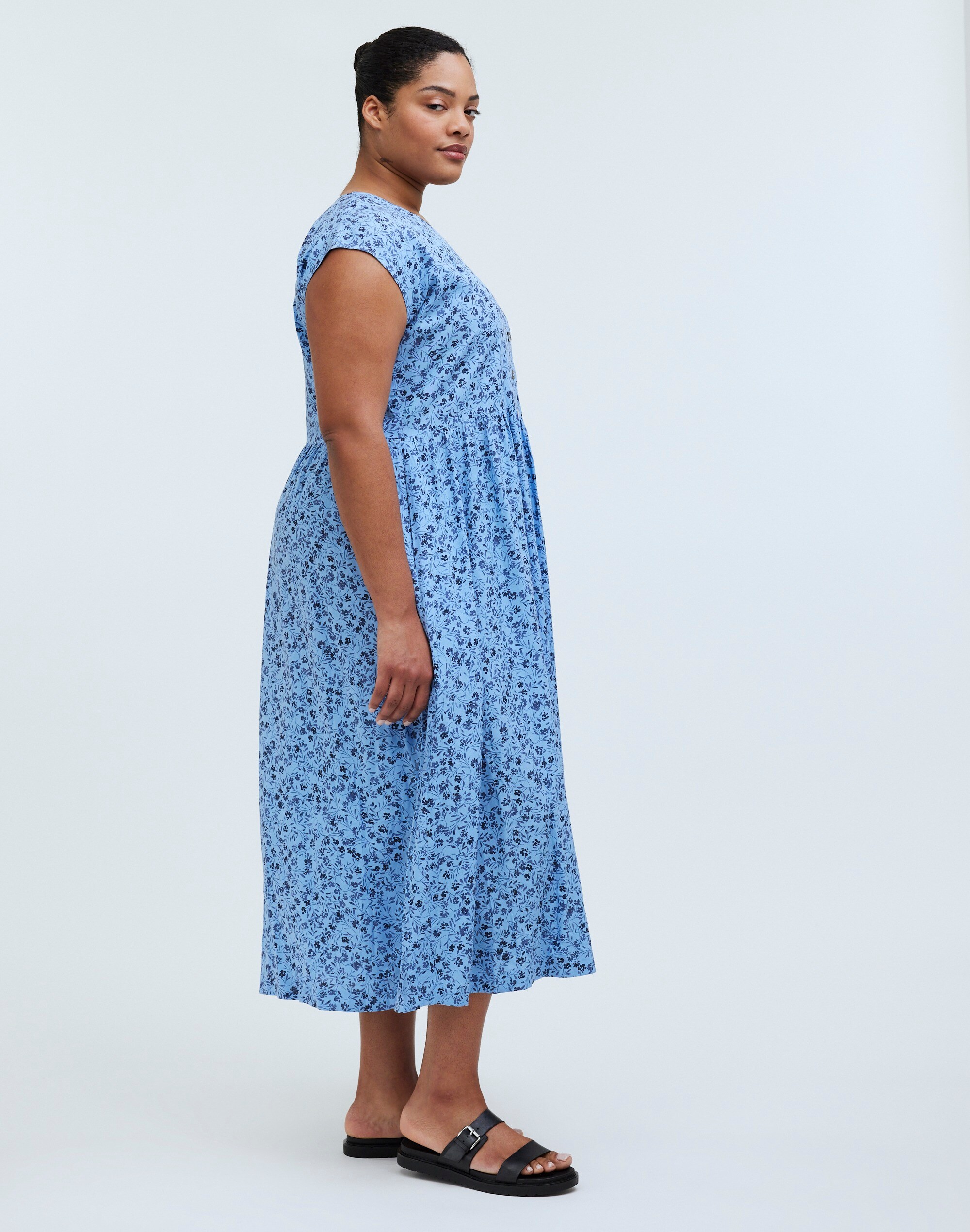 Plus Button-Front Midi Dress