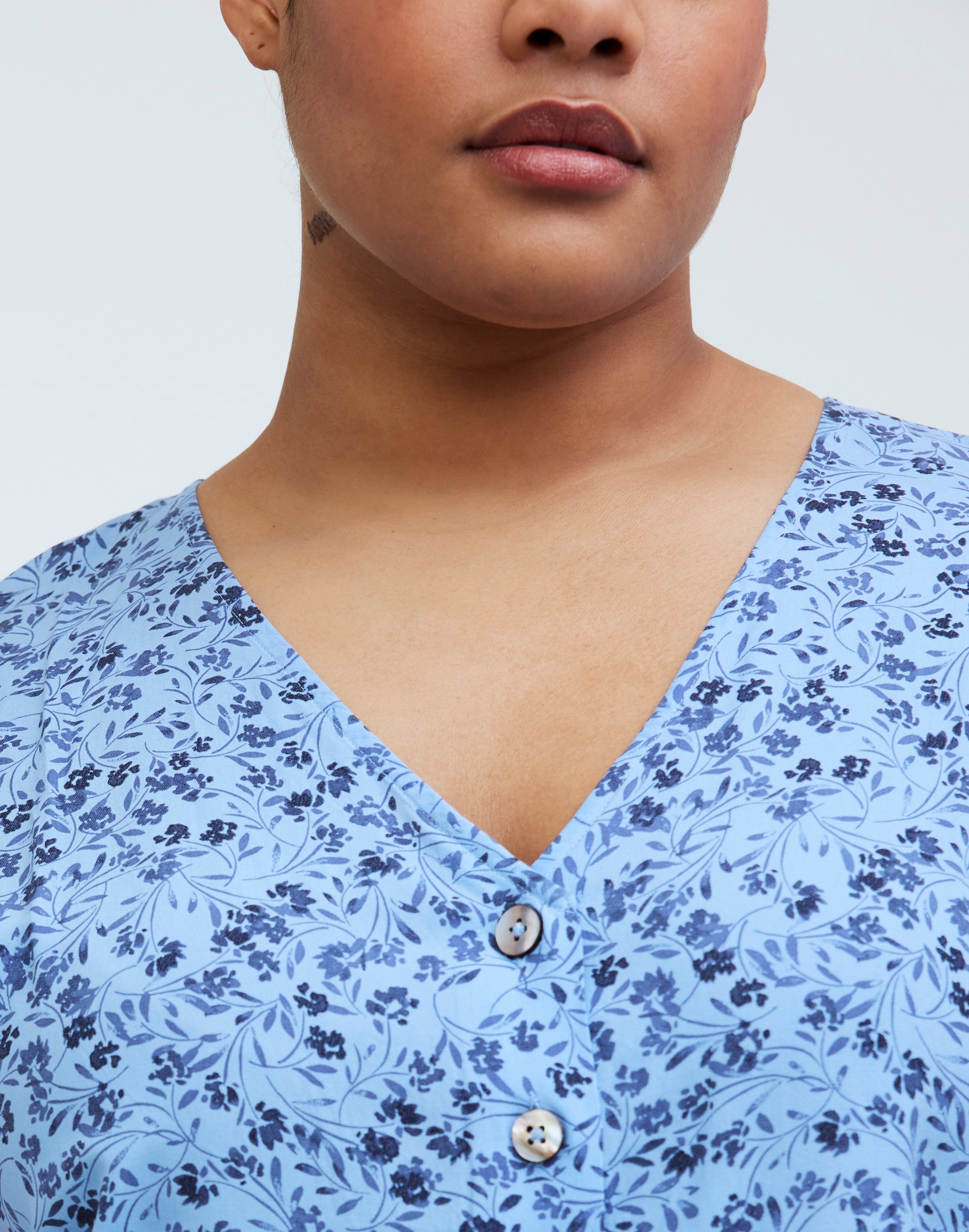 Plus Button-Front Midi Dress