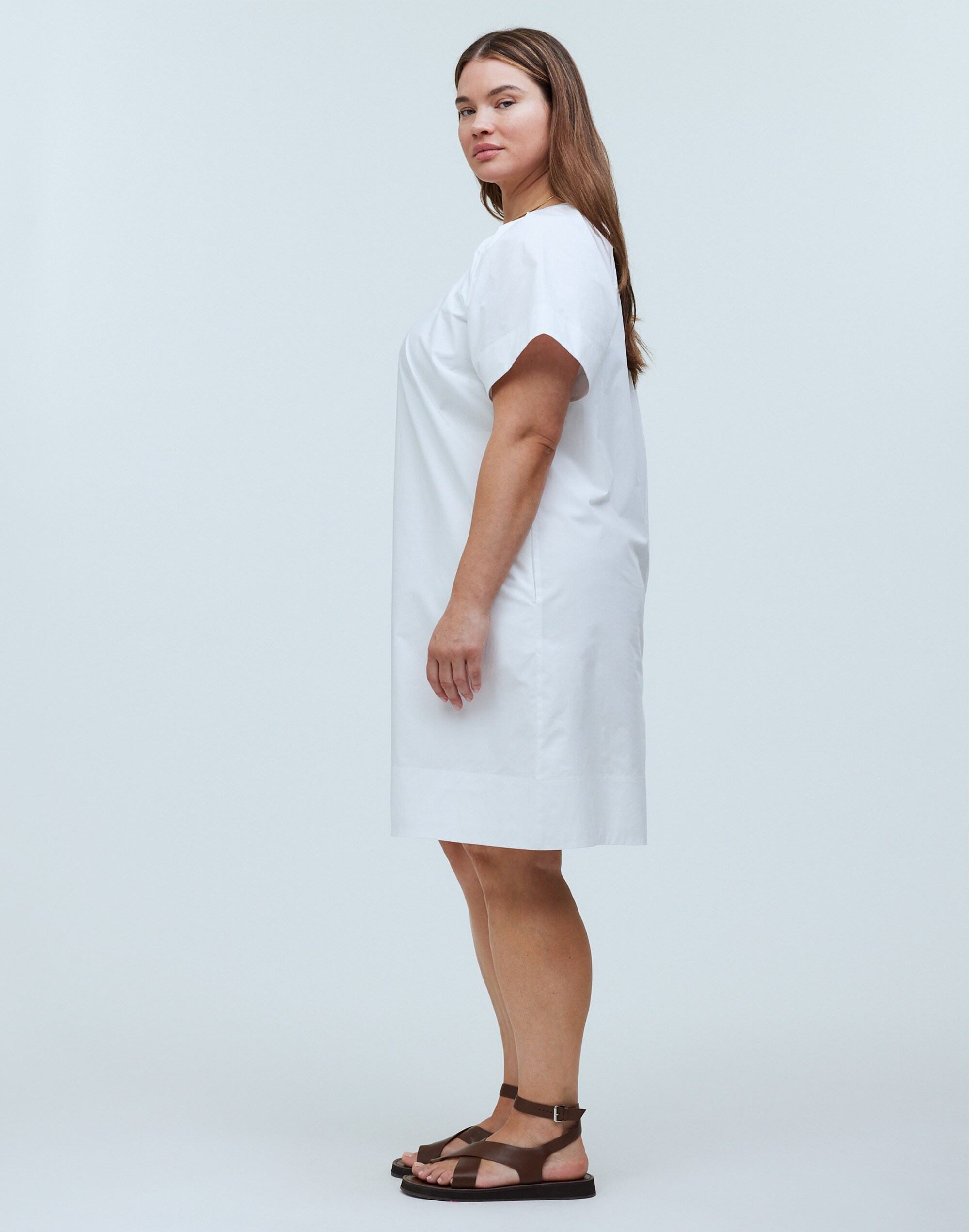 Plus V-Neck Mini Shirtdress