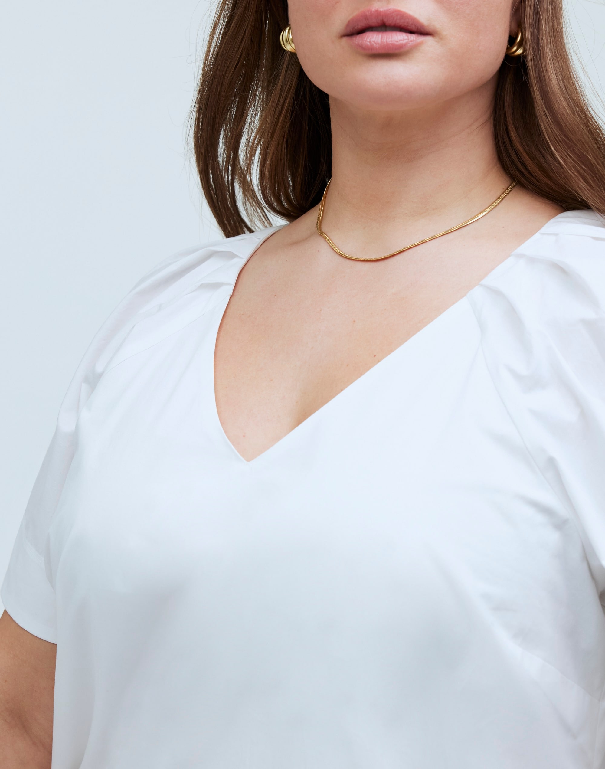 Plus V-Neck Mini Shirtdress