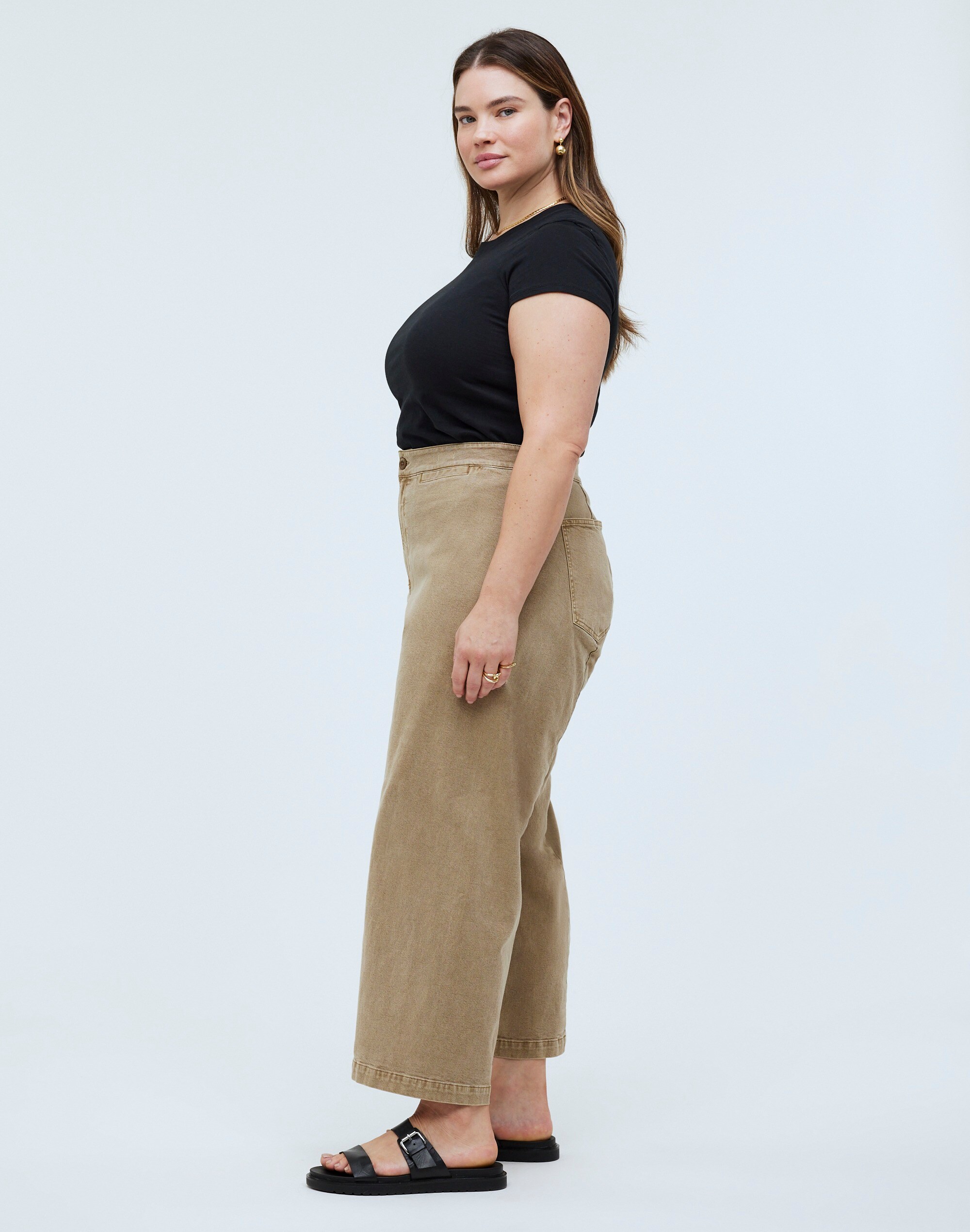 The Plus Curvy Emmett Wide-Leg Crop Pant in Garment Dye: Welt Pocket Edition
