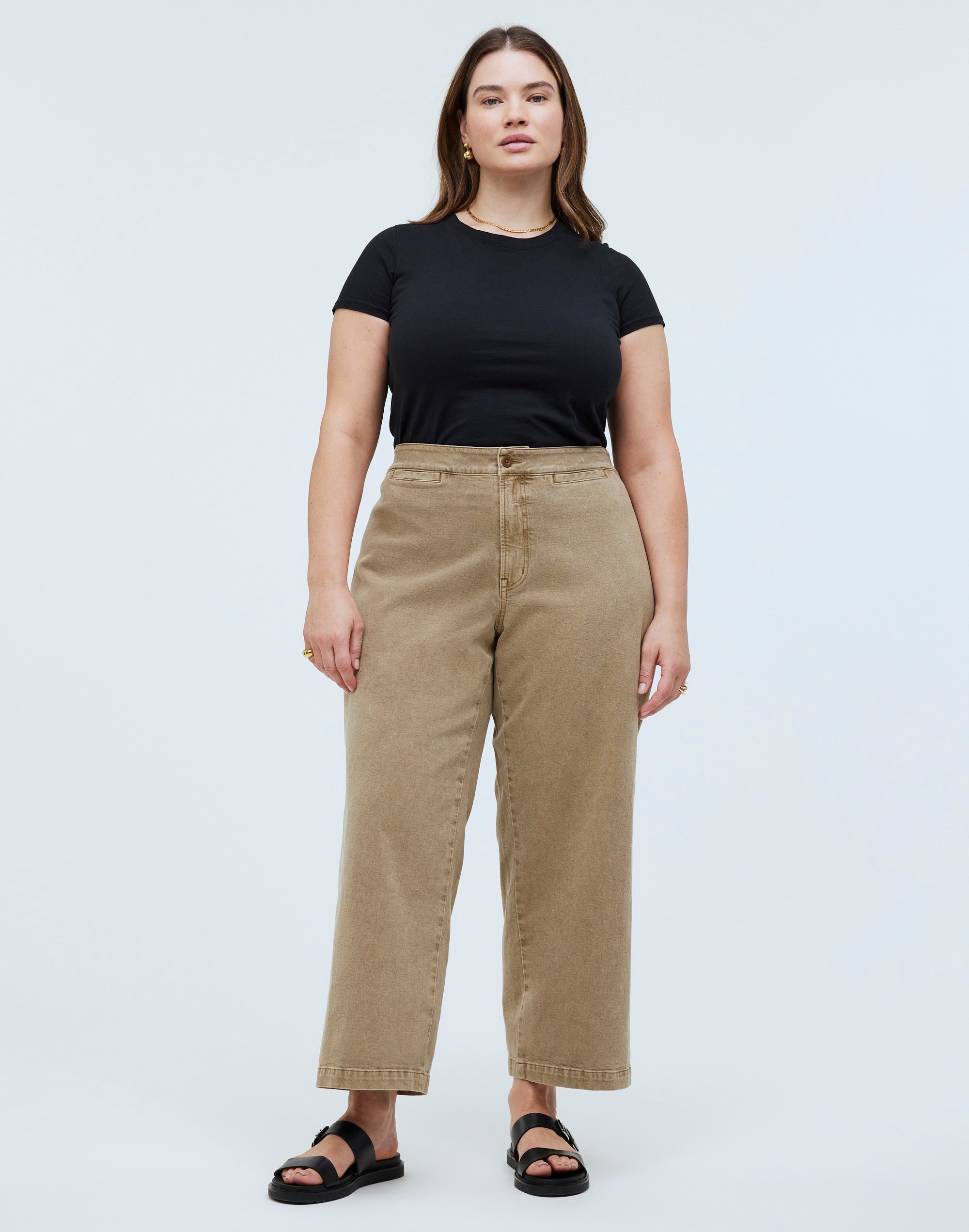The Plus Curvy Emmett Wide-Leg Crop Pant in Garment Dye: Welt Pocket Edition