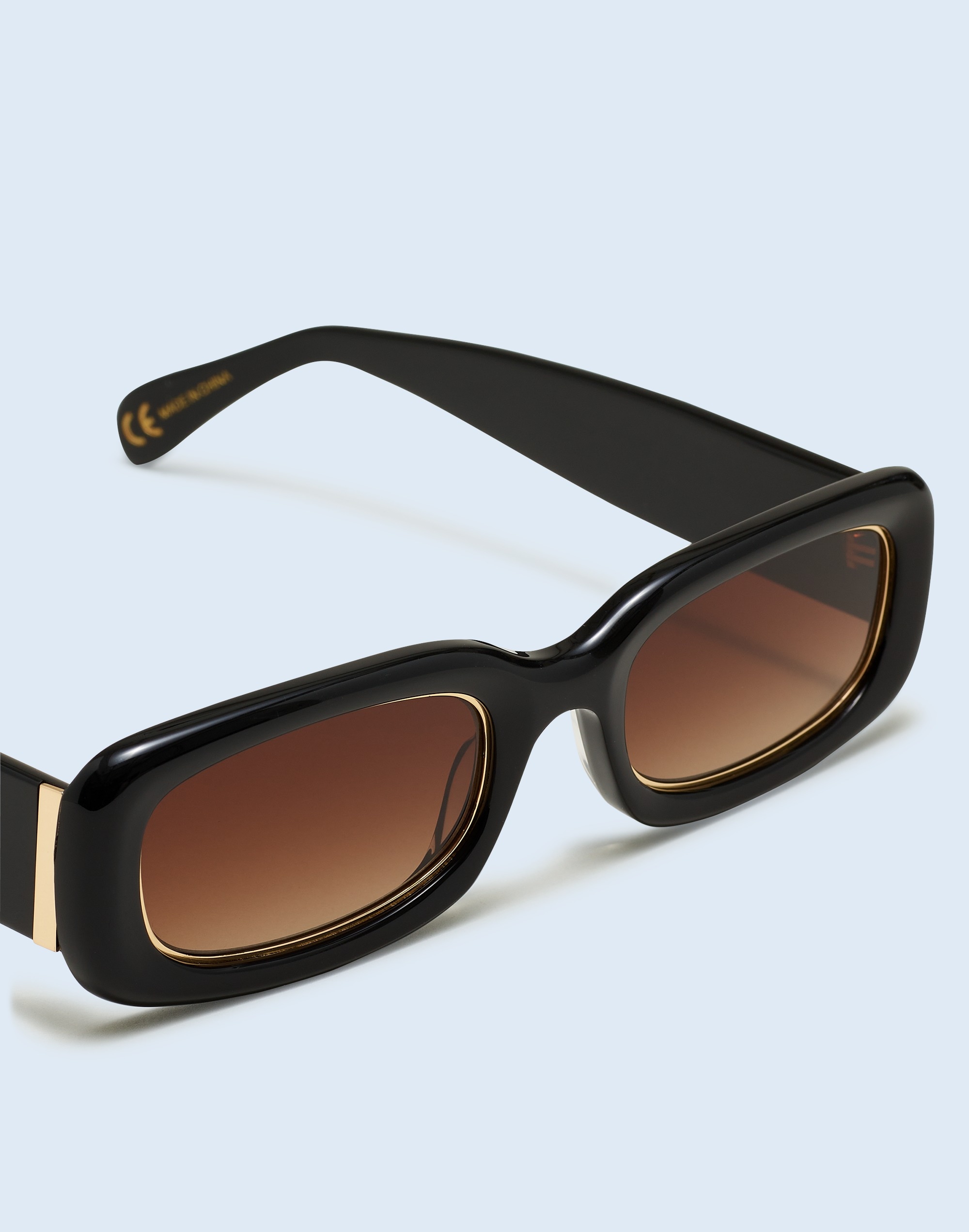 Shop Mw Baymont Square Sunglasses: Metal Accent Edition In True Black