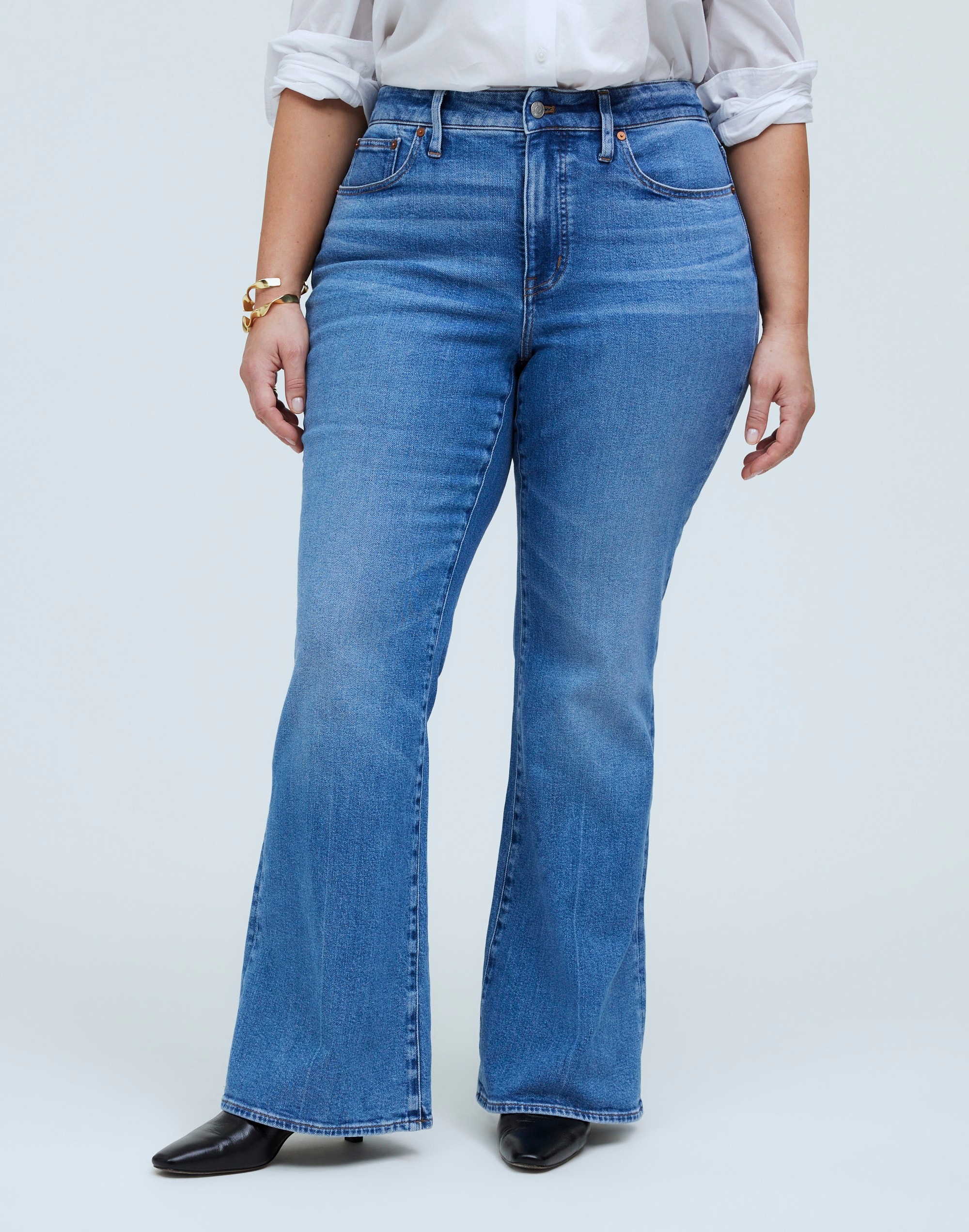 Plus Flea Market Flare Jeans in Amaretto Wash