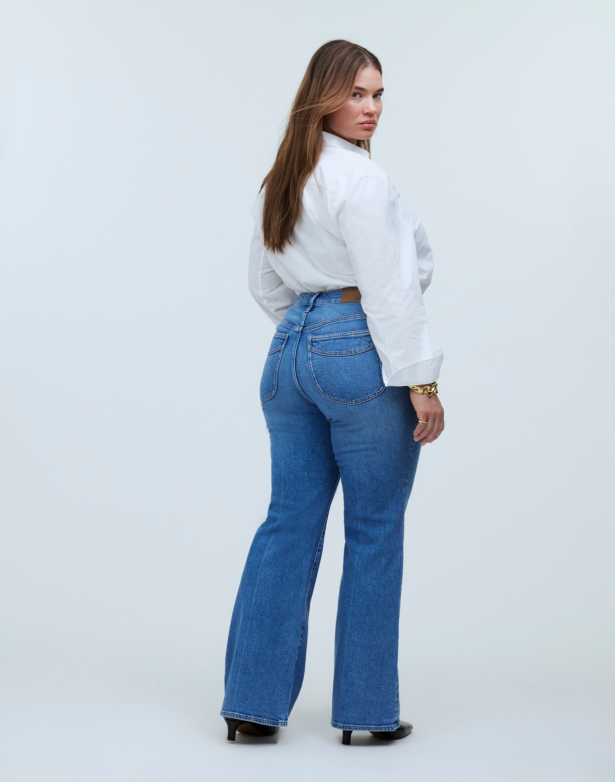 Plus Flea Market Flare Jeans in Amaretto Wash