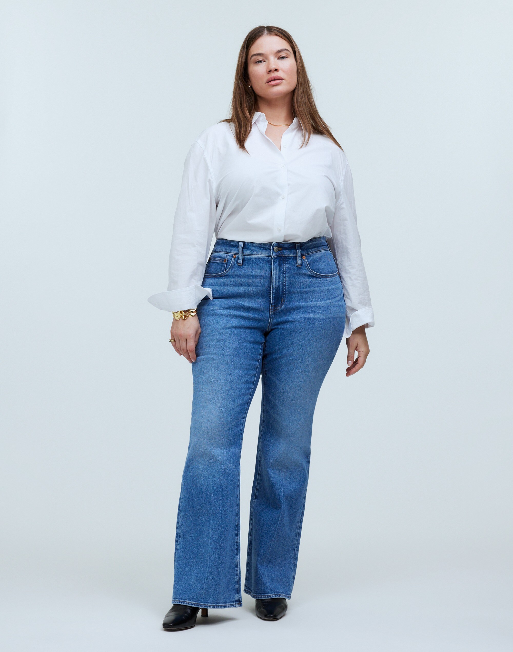 Plus Flea Market Flare Jeans in Amaretto Wash
