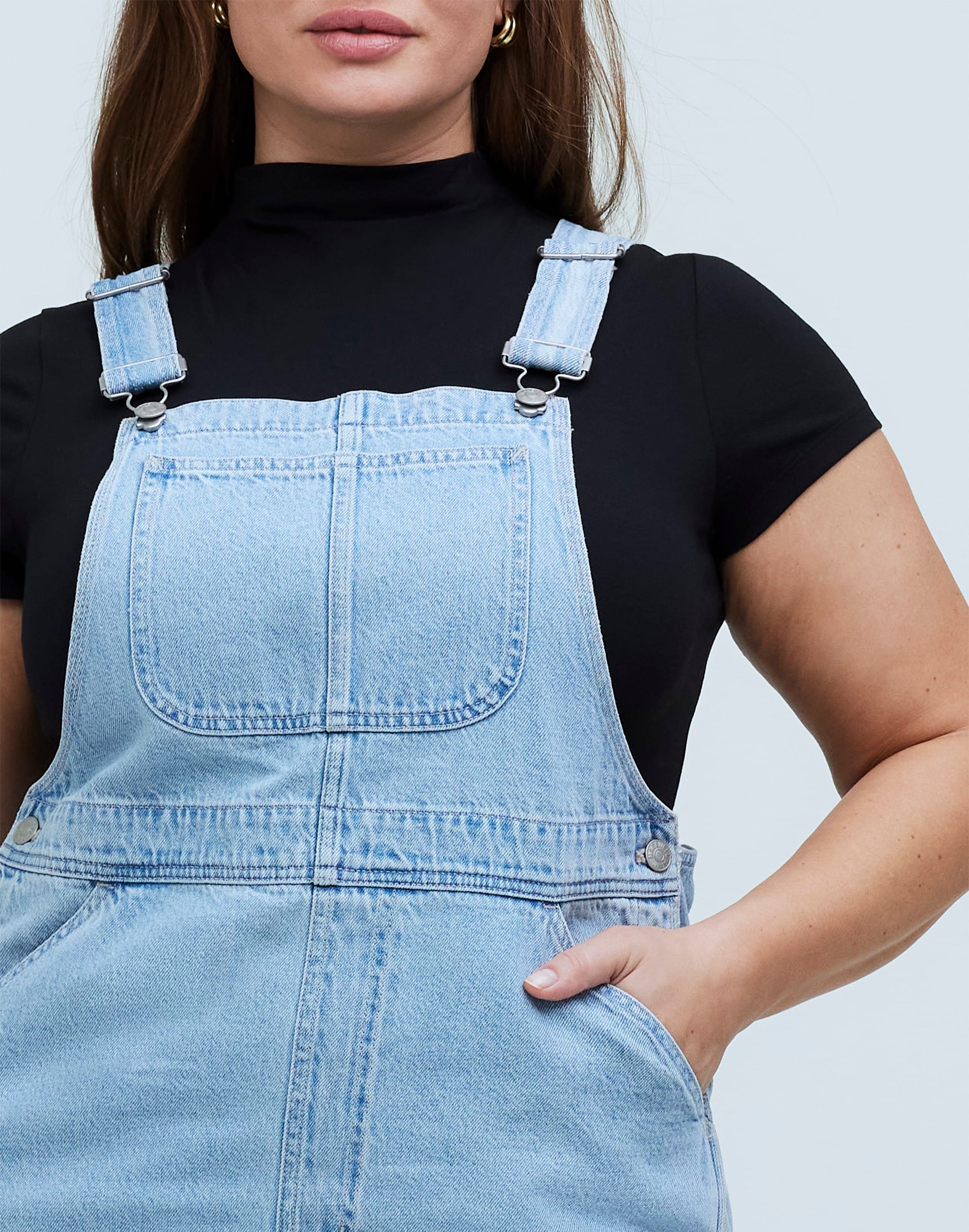 Plus Denim Oversized Carpenter Overalls in Collier Wash