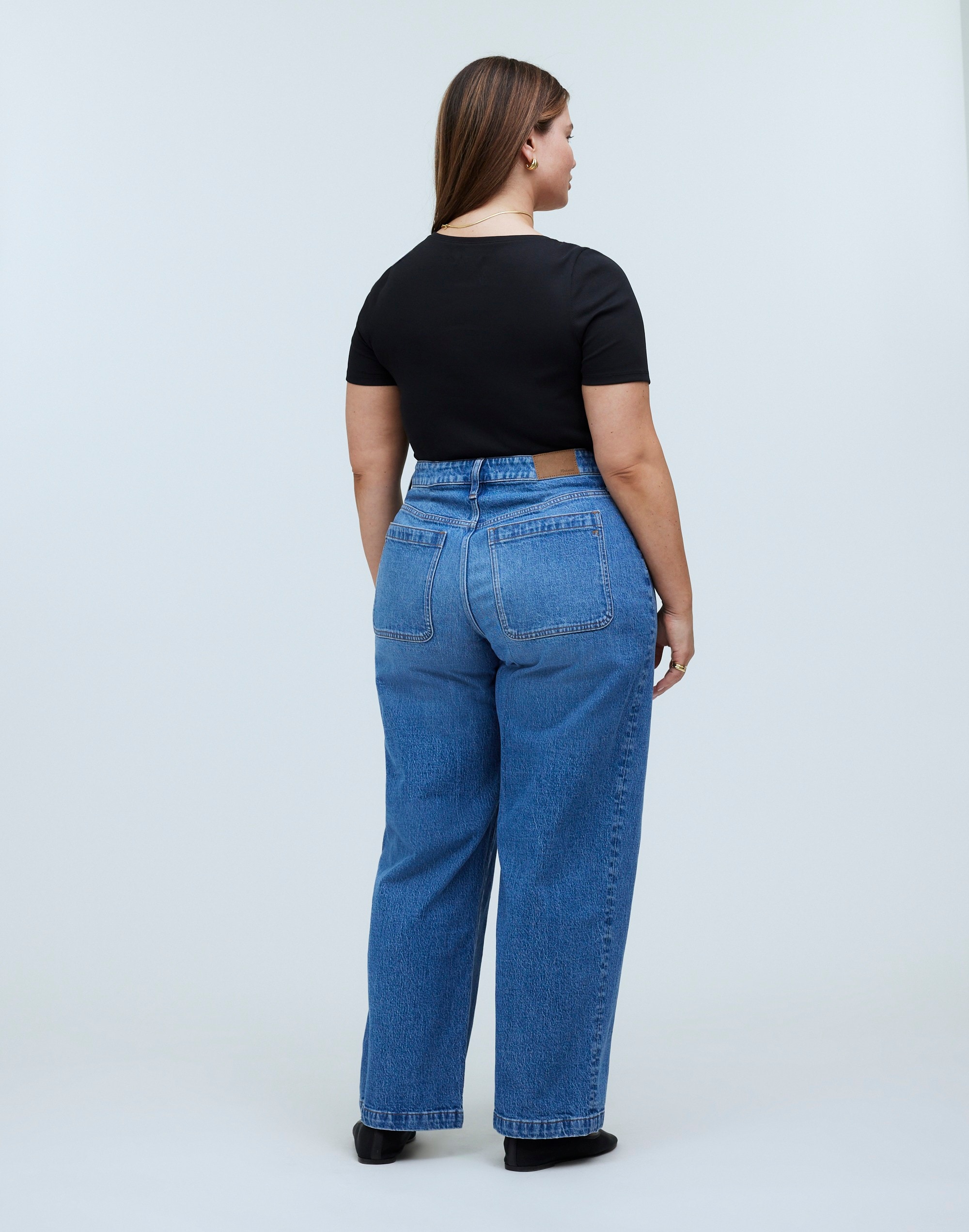 The Plus Curvy Emmett Wide-Leg Jean in Lakecourt Wash: Patch Pocket Edition