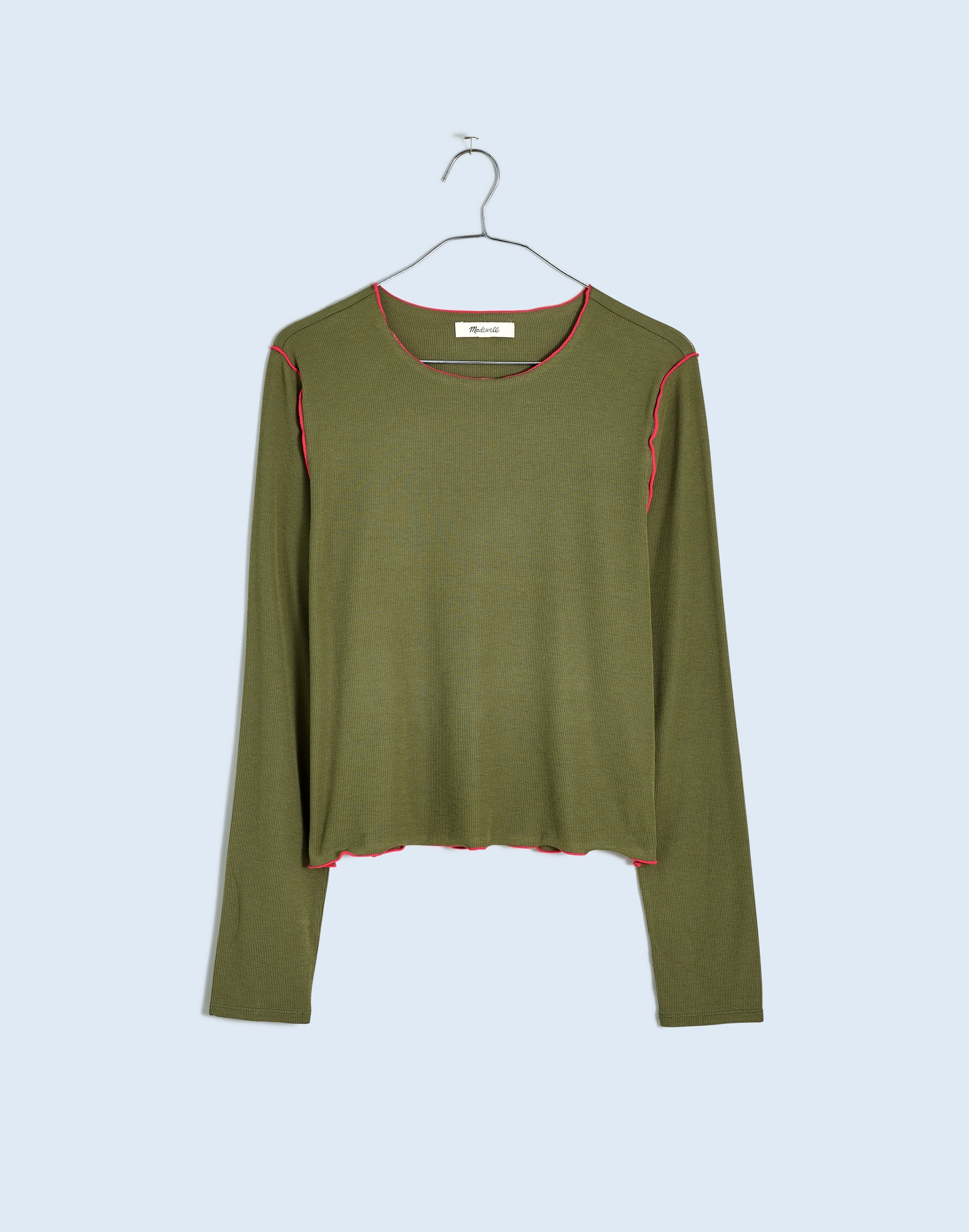 Contrast-Stitched Crewneck Crop Tee