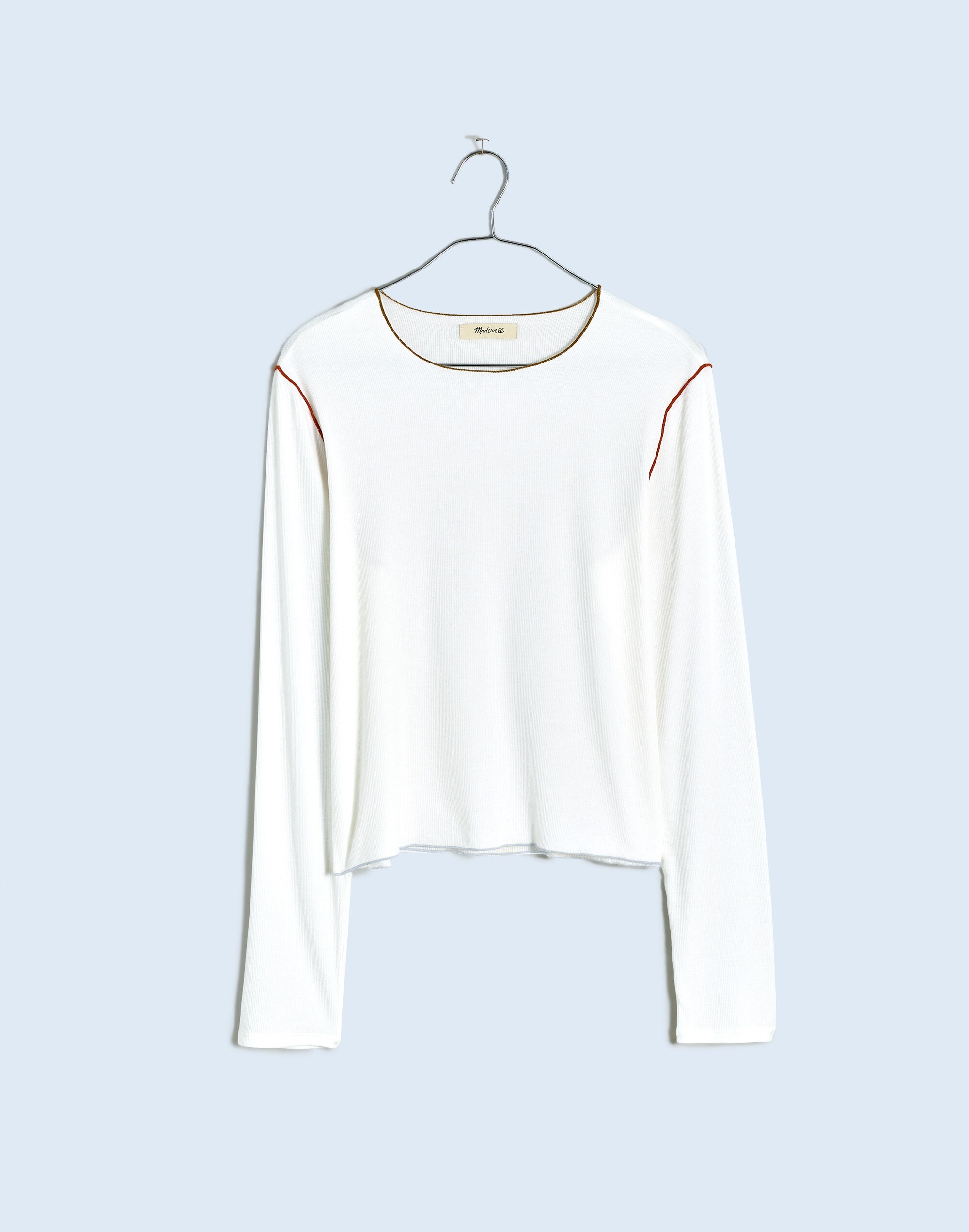 Contrast-Stitched Crewneck Crop Tee