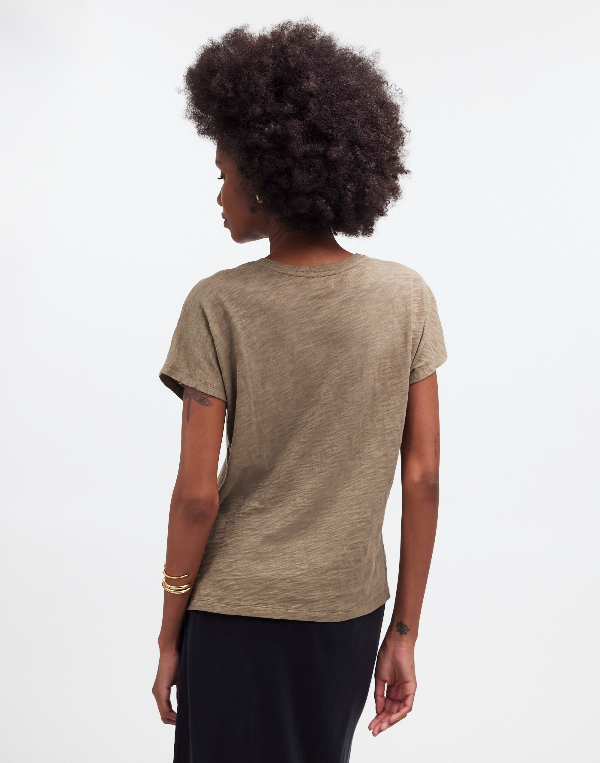 Dolman-Sleeve Crewneck Tee in Slub