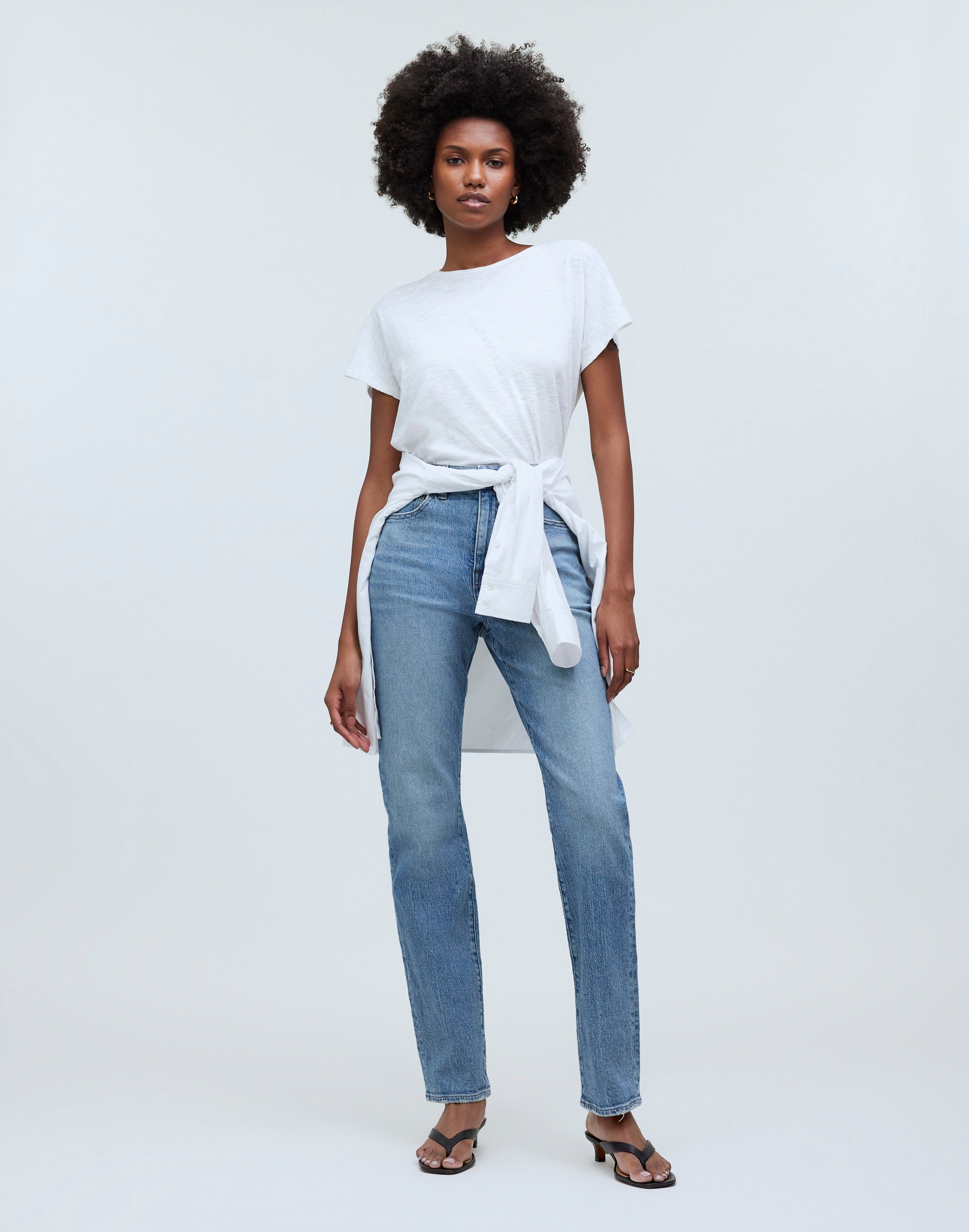 Dolman-Sleeve Crewneck Tee in Slub