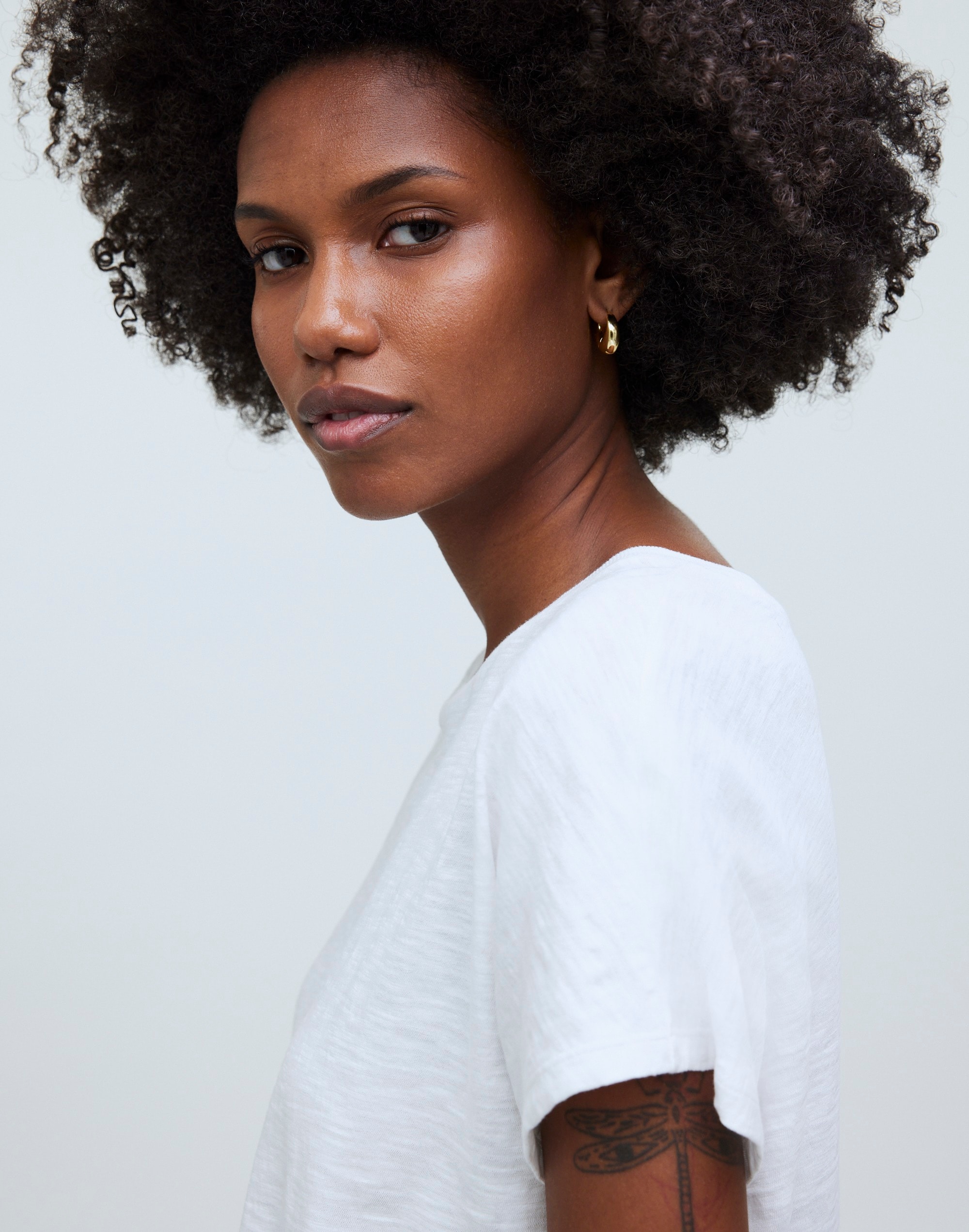 Dolman-Sleeve Crewneck Tee in Slub