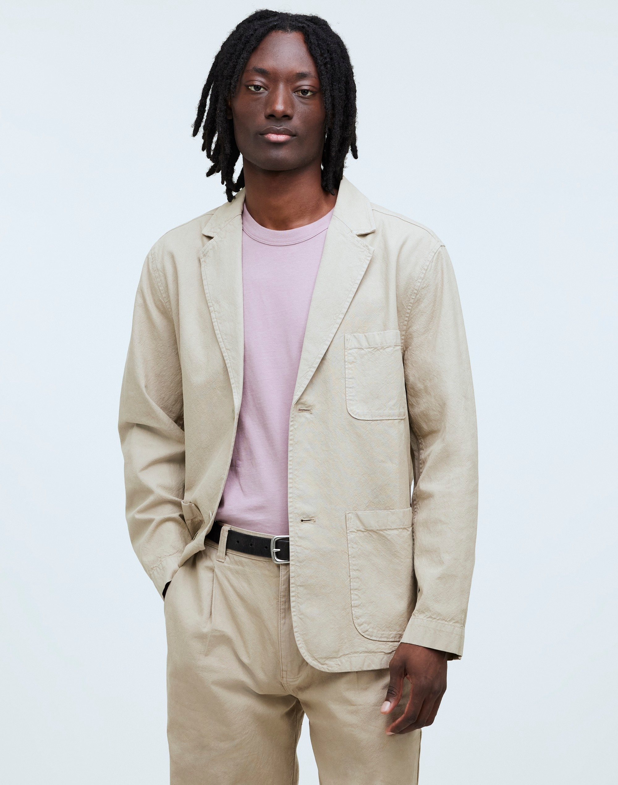 Cotton-Hemp Blend Unstructured Blazer