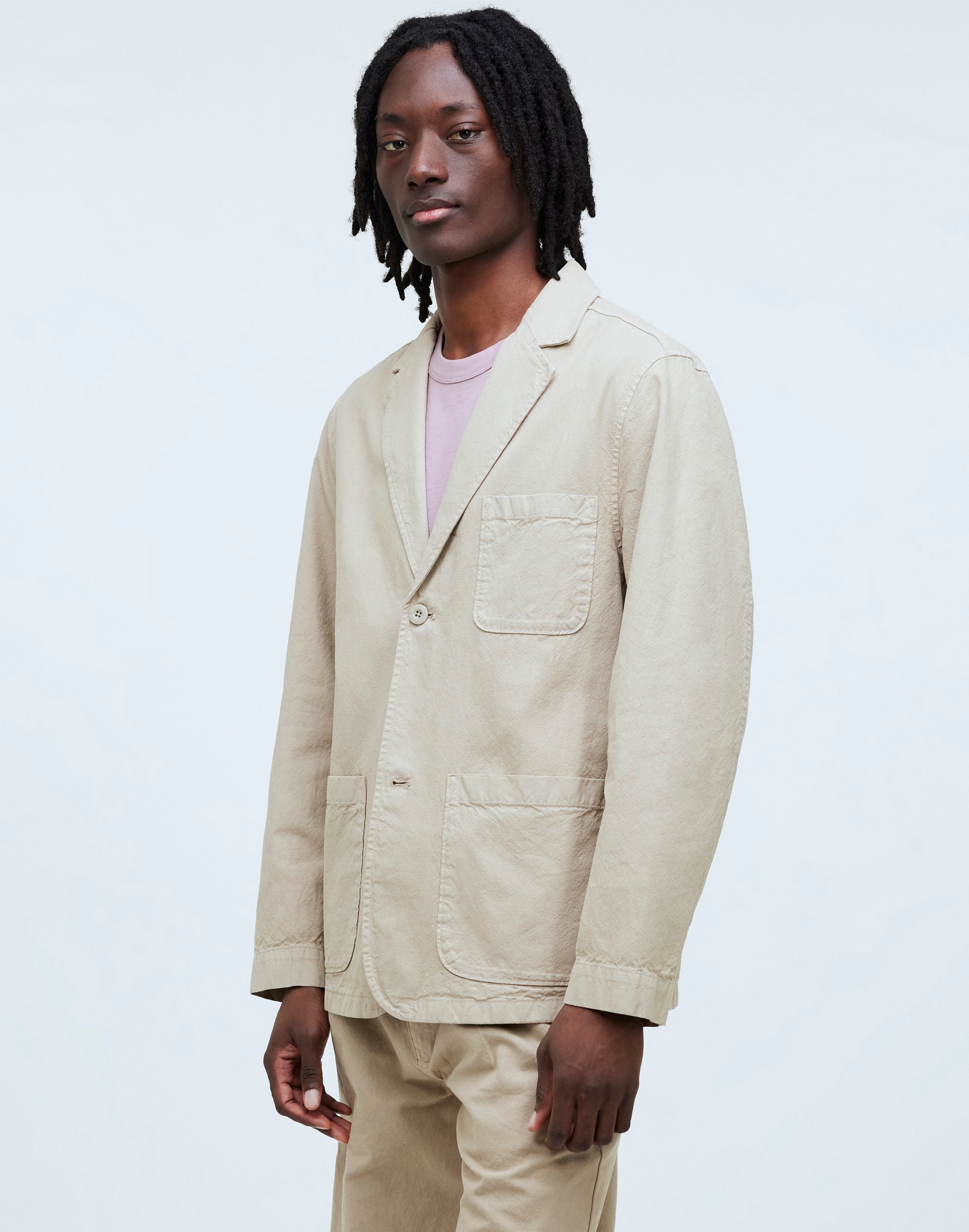 Cotton-Hemp Blend Unstructured Blazer